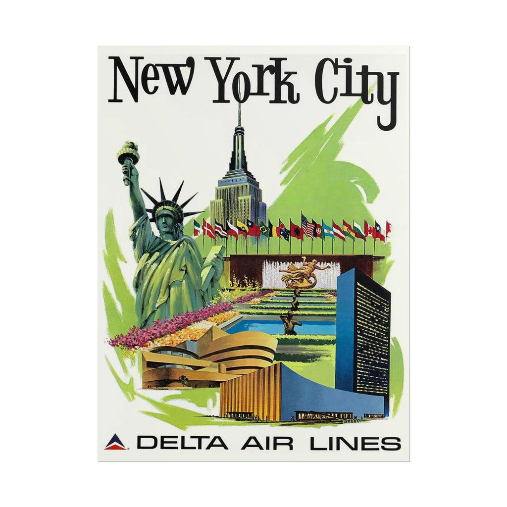 New York City Delta Air Lines Vintage Travel Poster