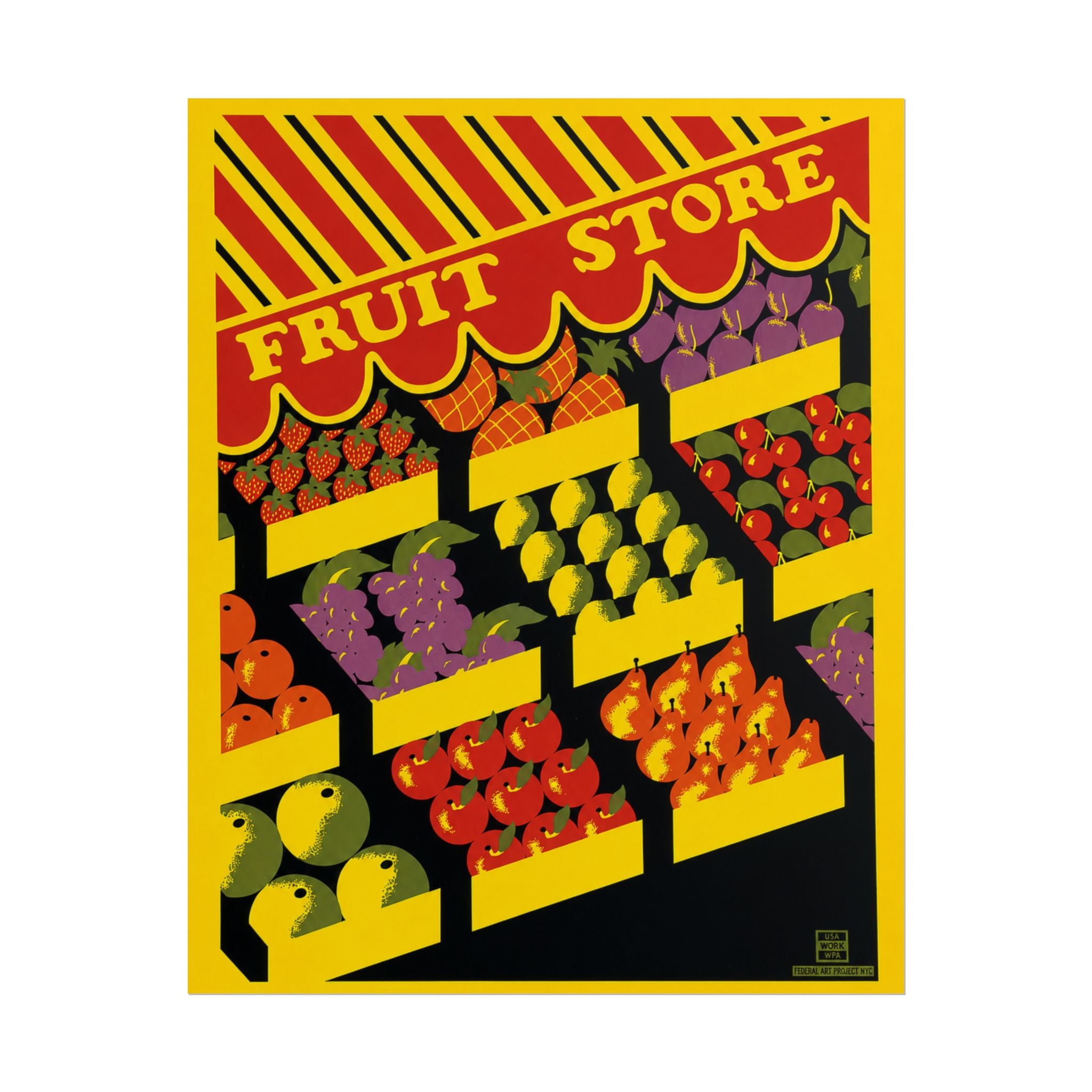 NYC Fruit Store 1938 WPA Vintage Poster