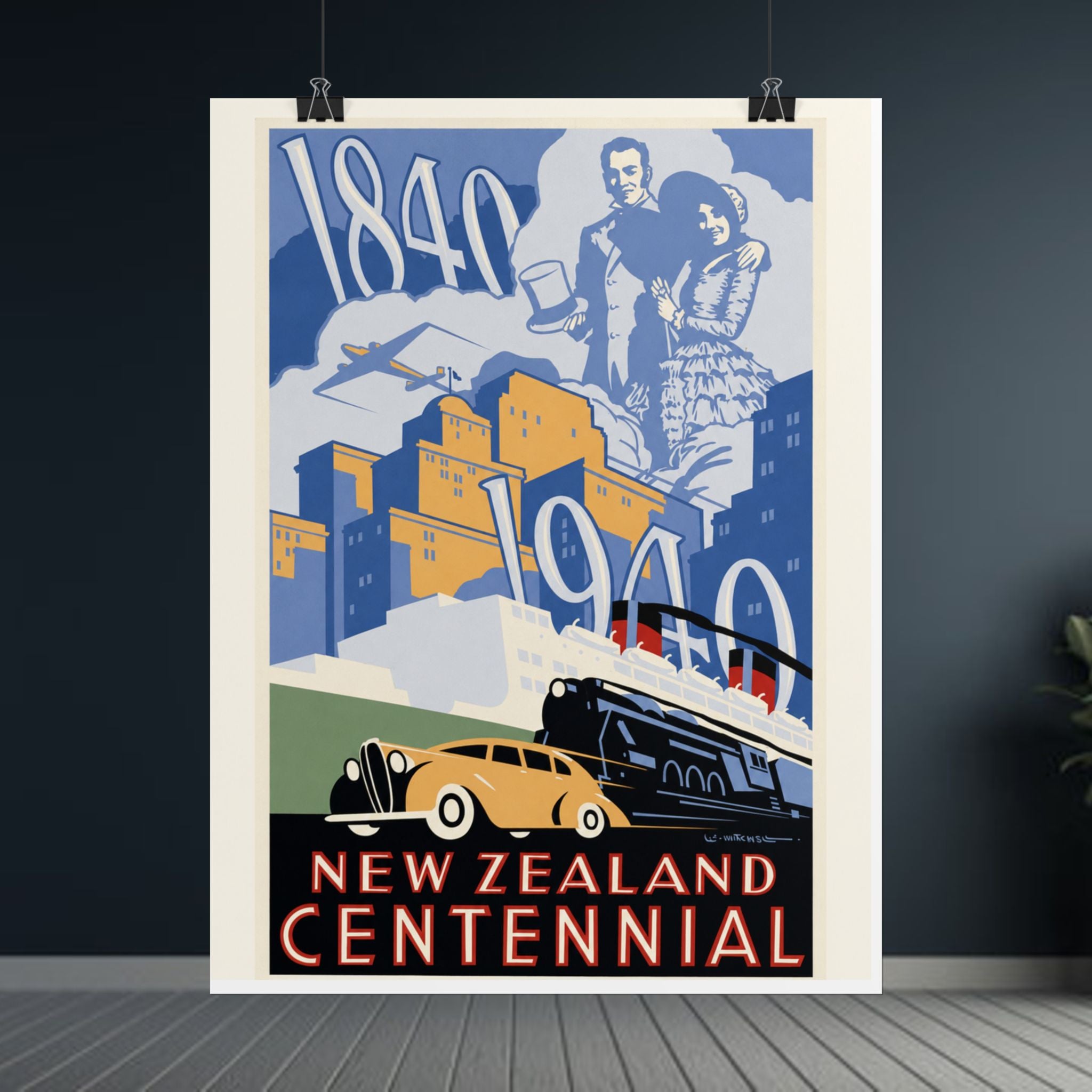 New Zealand Centennial Vintage Travel Poster