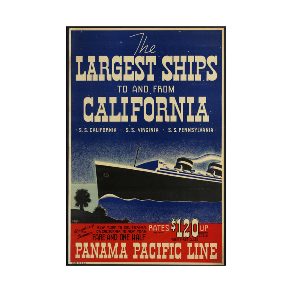 Vintage Panama Pacific Line 1928 California Ship Poster