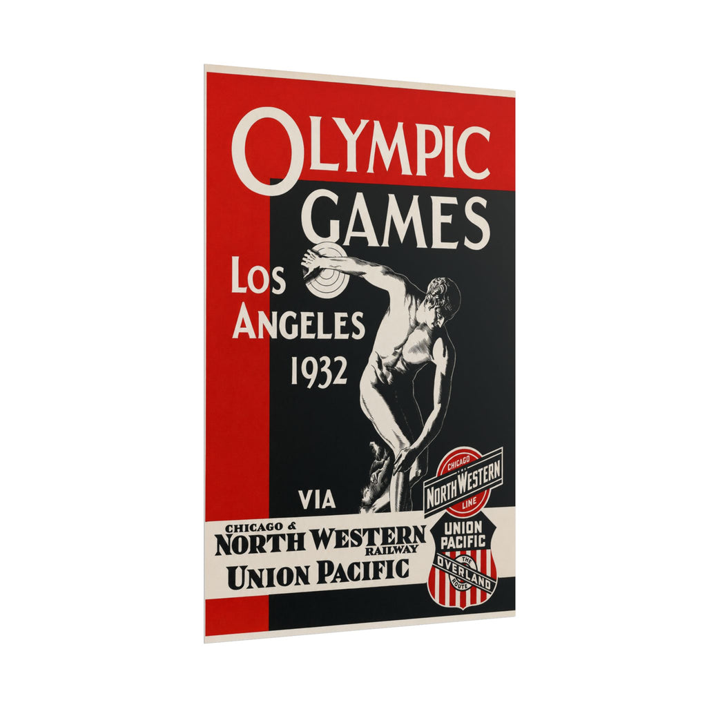 1932 Los Angeles Olympics Vintage Railway Promotional Poster