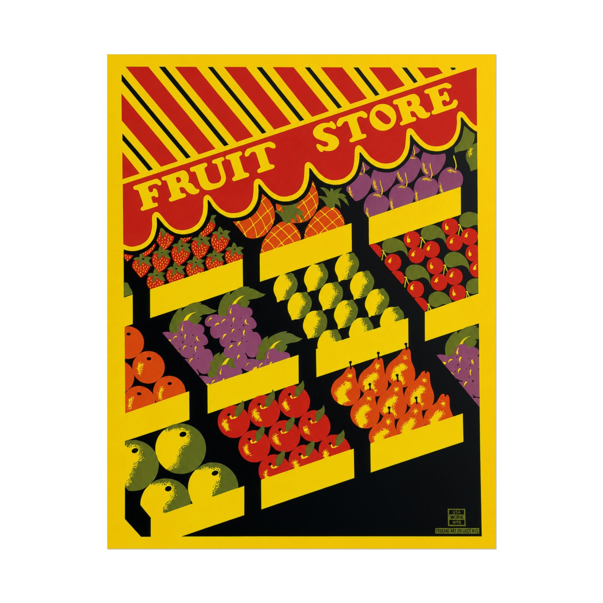 NYC Fruit Store 1938 WPA Vintage Poster