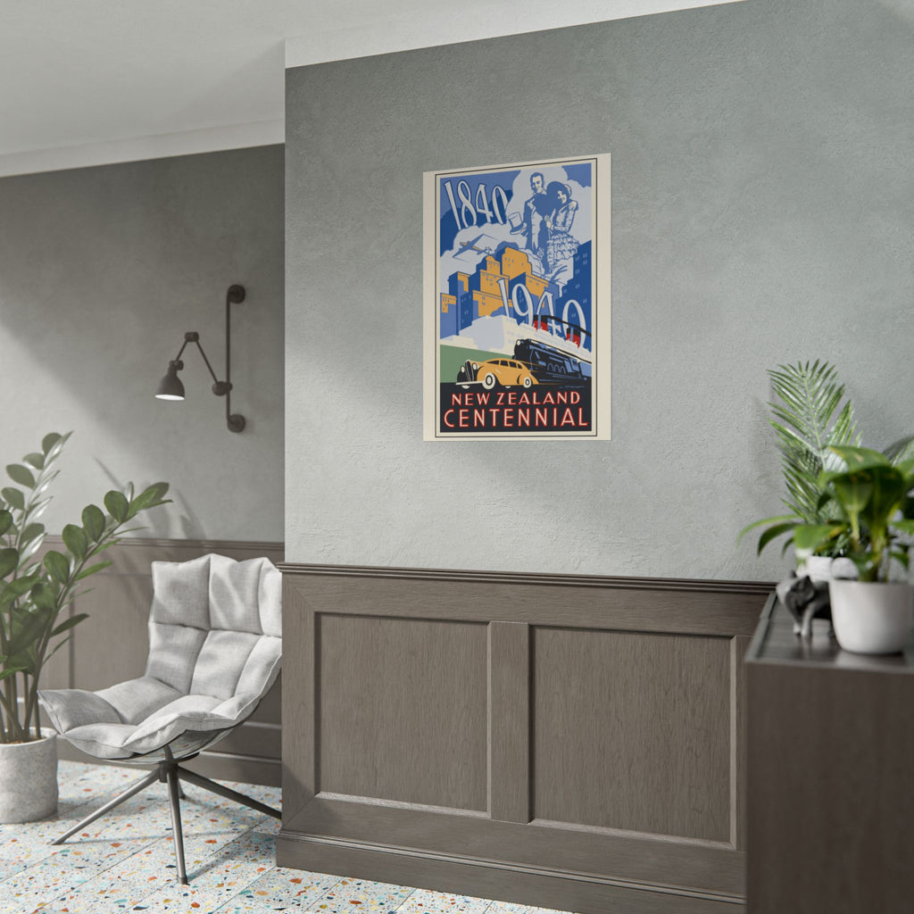 New Zealand Centennial Vintage Travel Poster