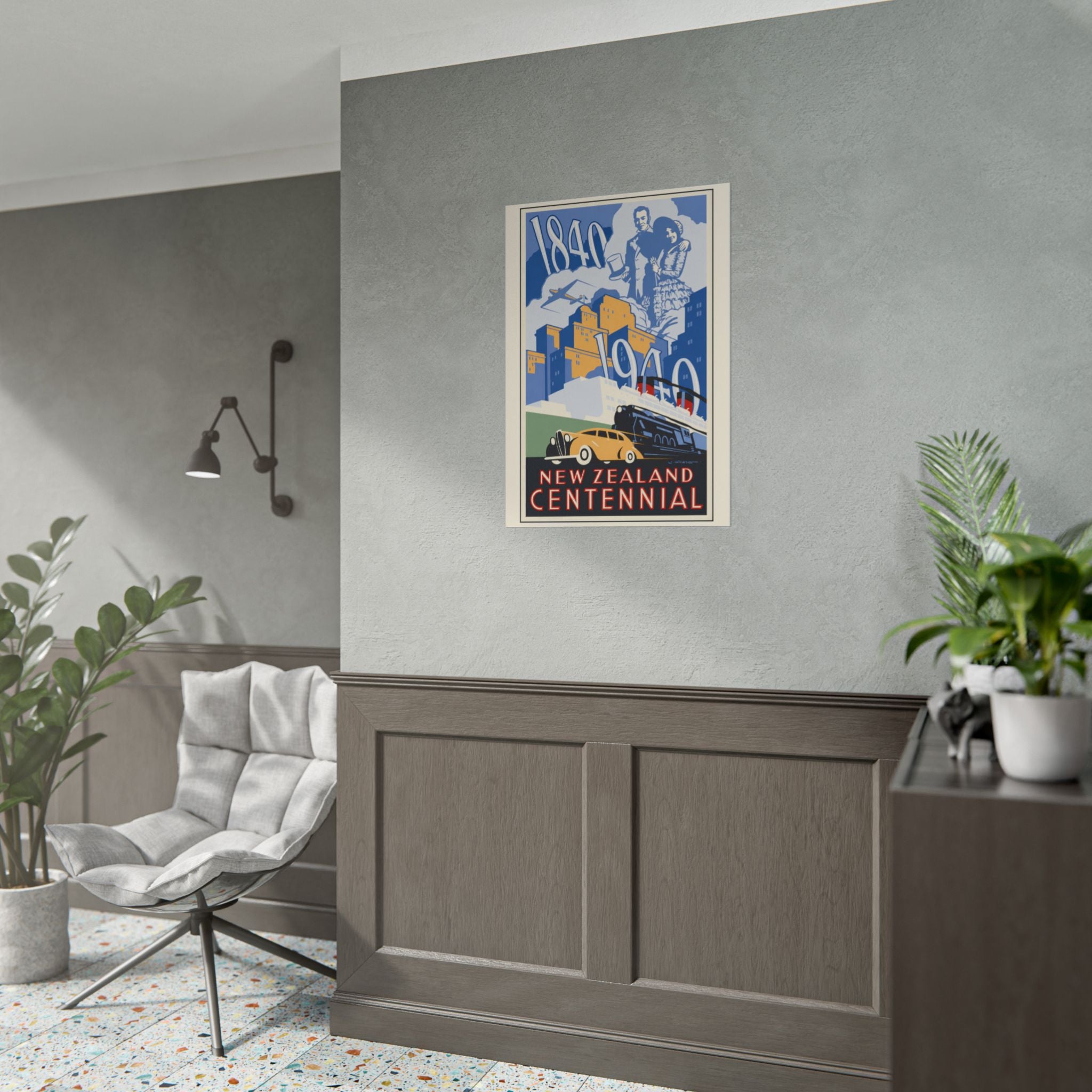 New Zealand Centennial Vintage Travel Poster