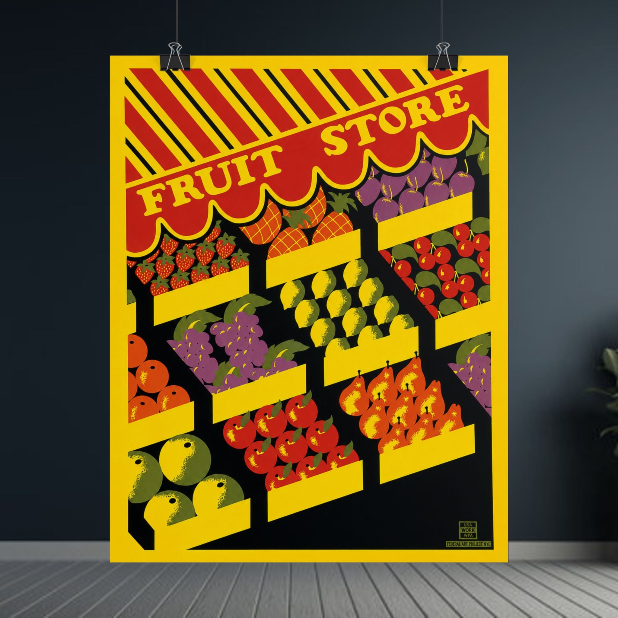 NYC Fruit Store 1938 WPA Vintage Poster