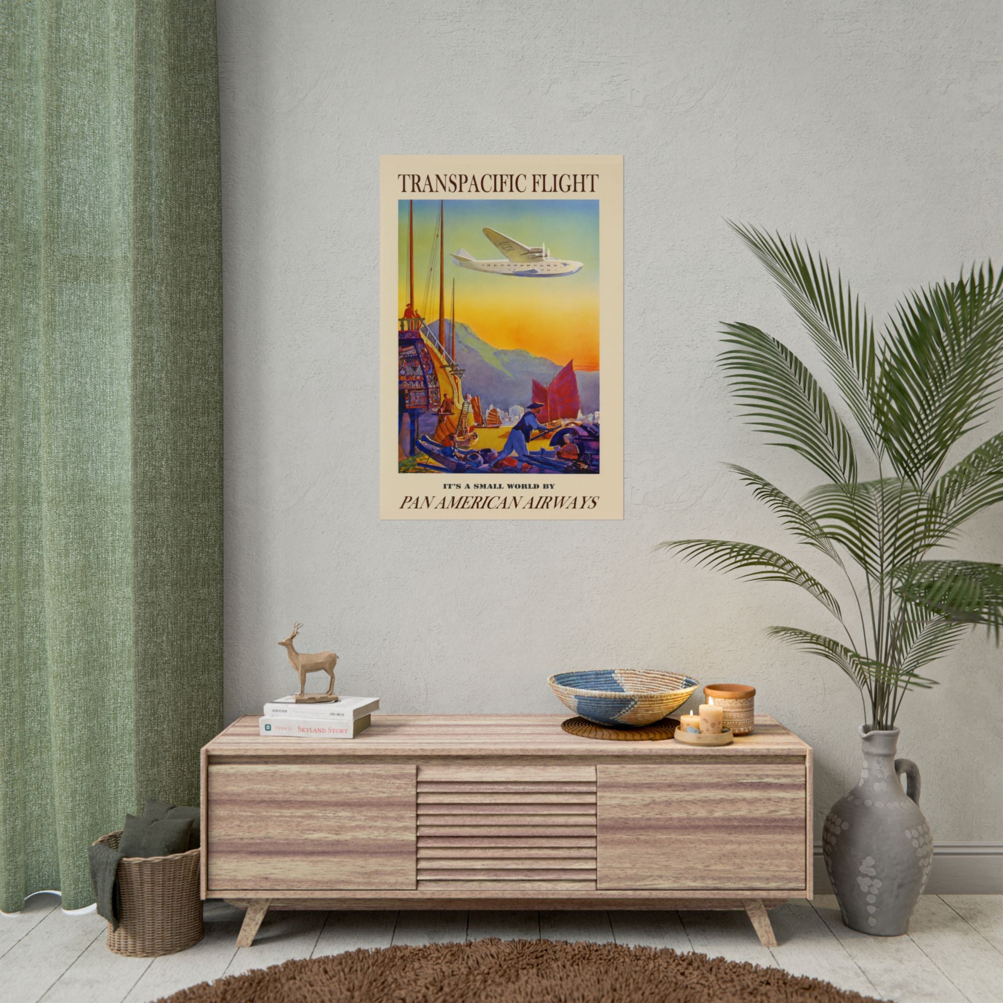 Transpacific Flight 1938 Vintage Pan Am Travel Poster