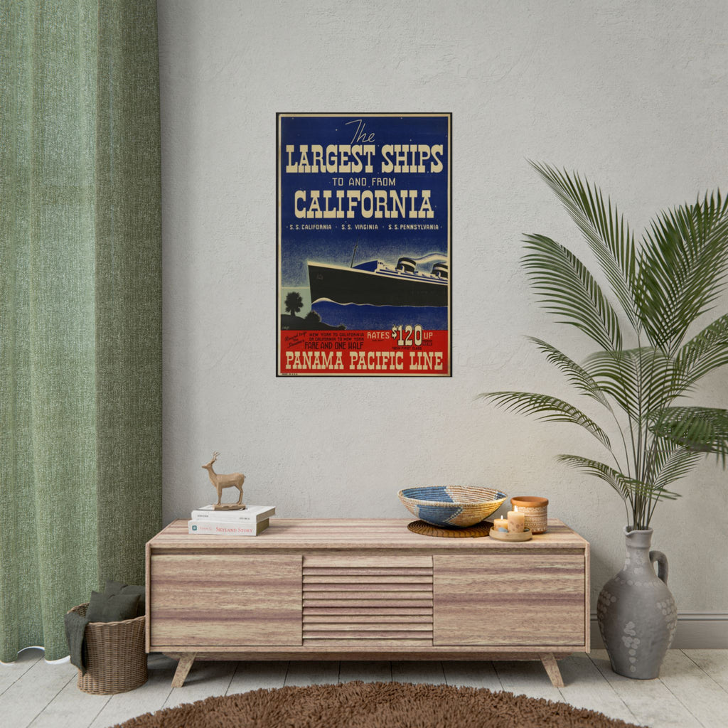 Vintage Panama Pacific Line 1928 California Ship Poster