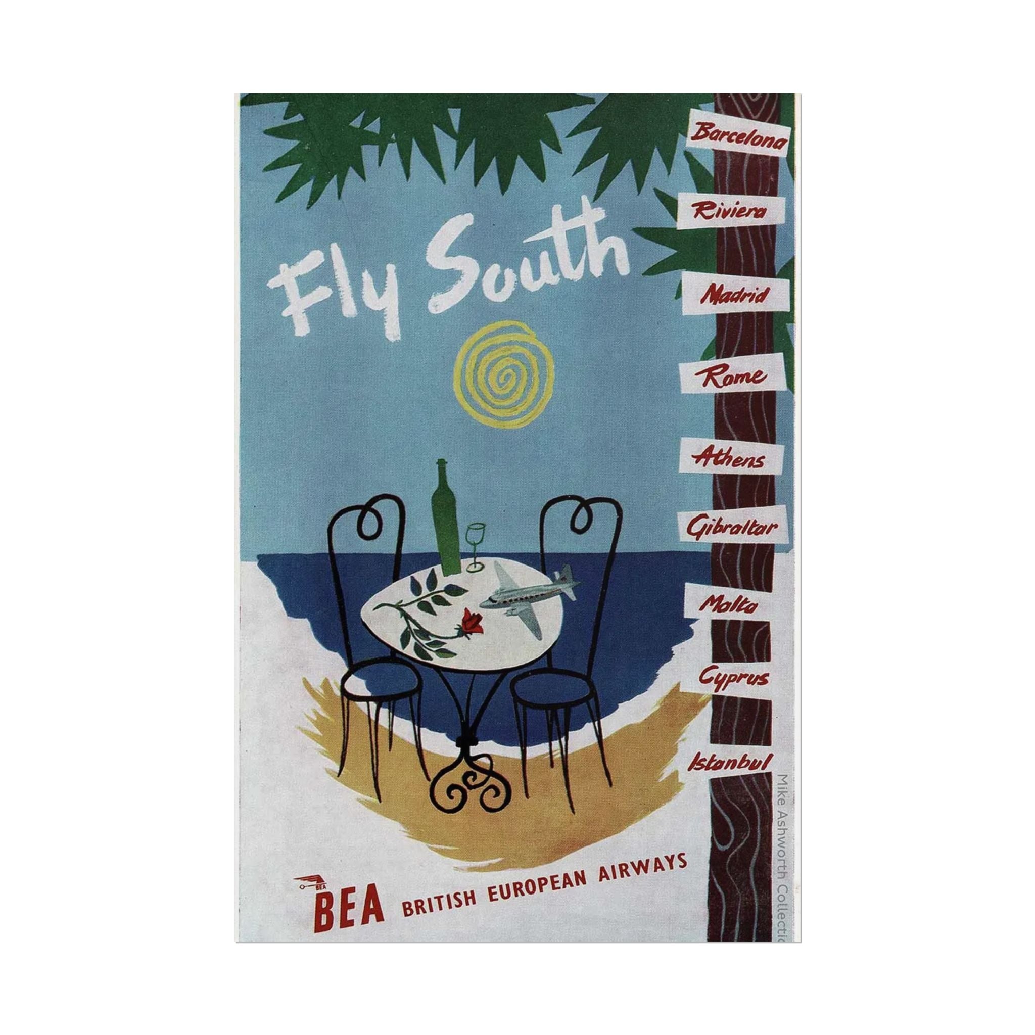 Retro British European Airlines Travel Poster