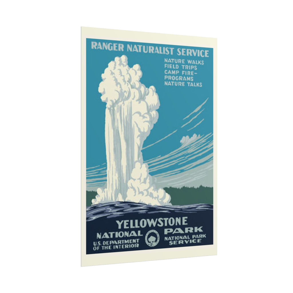 Yellowstone Geyser Old Faithful 1938 Vintage WPA Poster | Blue Tone