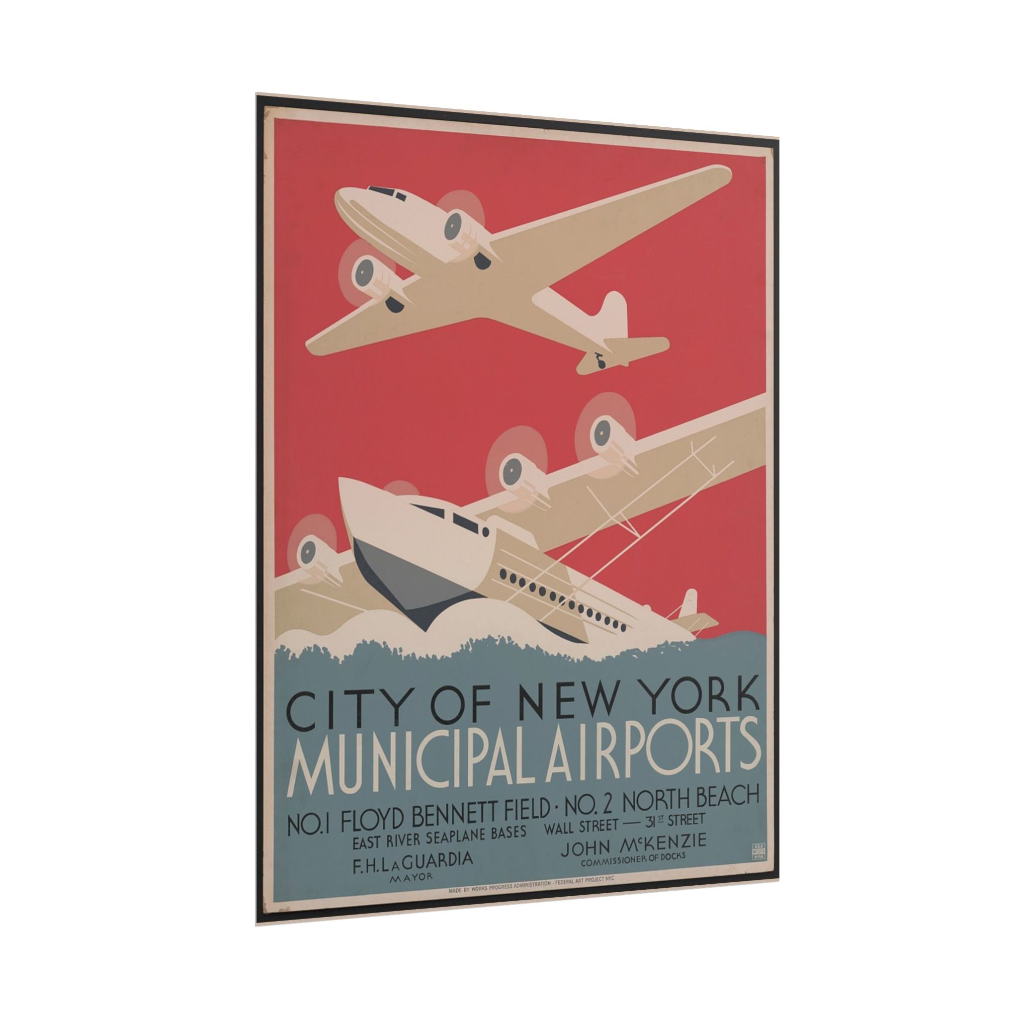 City of New York Municipal Airports 1937 Vintage WPA Poster