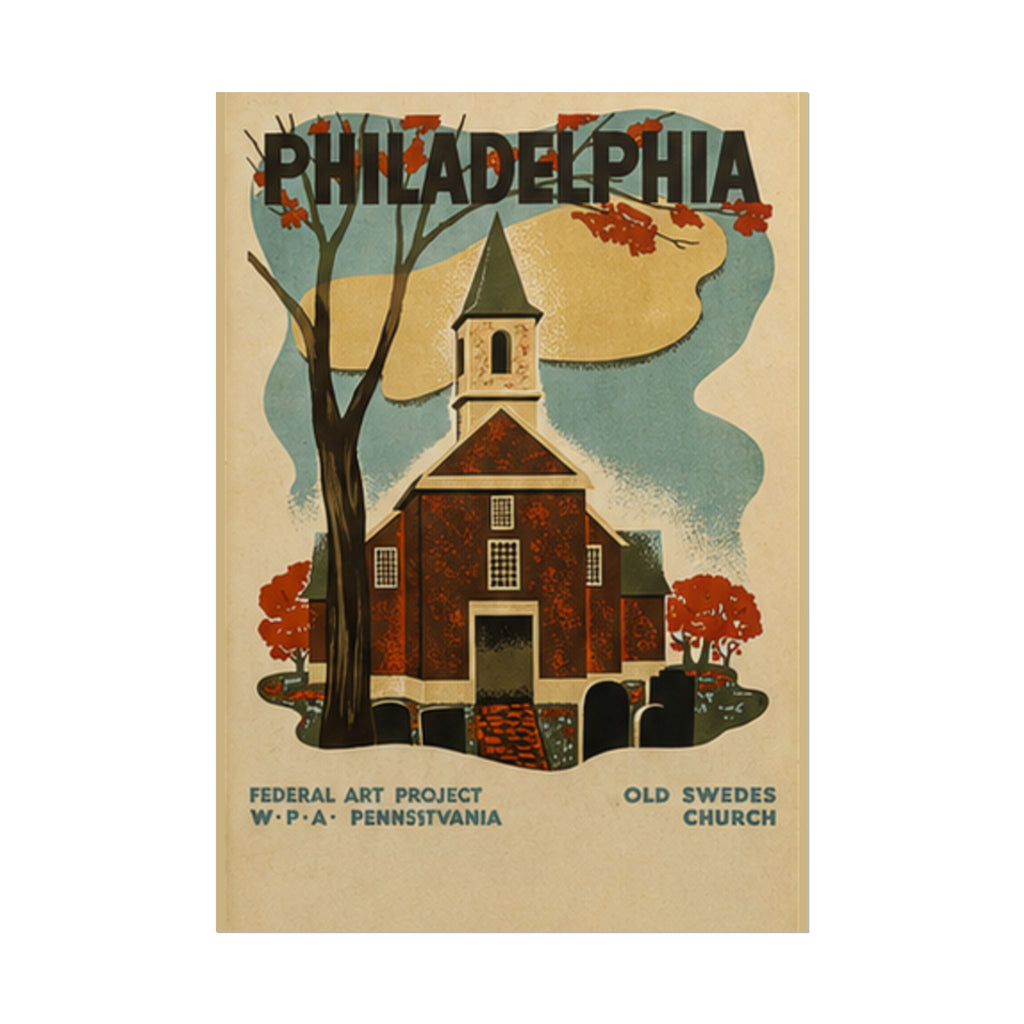 Philadelphia Old Swedes Church Vintage 1936 WPA Poster