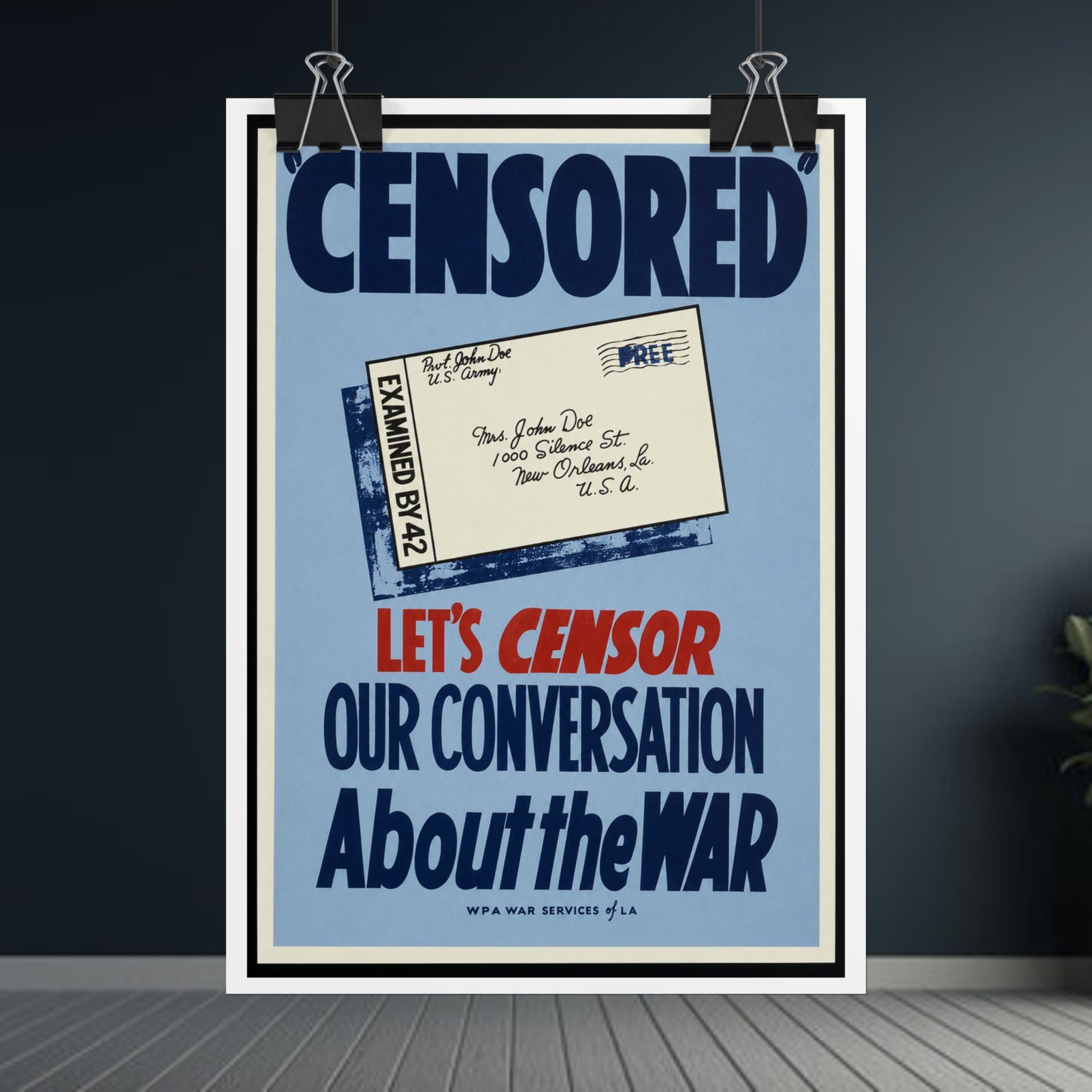 "Censored" WWII Home Front Vintage Poster