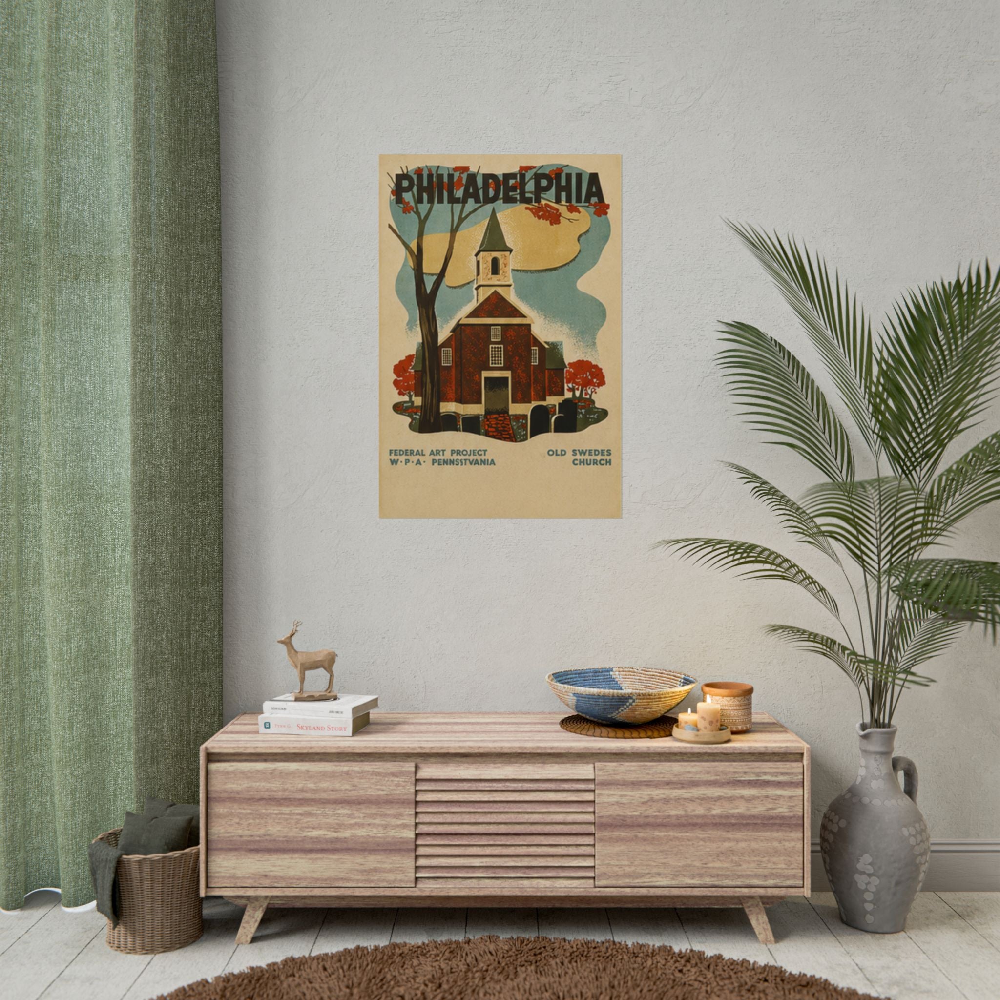 Philadelphia Old Swedes Church Vintage 1936 WPA Poster
