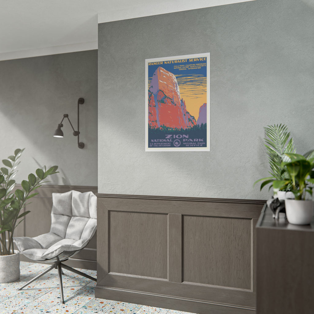 Zion National Park Vintage Travel Poster — Rolled Wall Poster