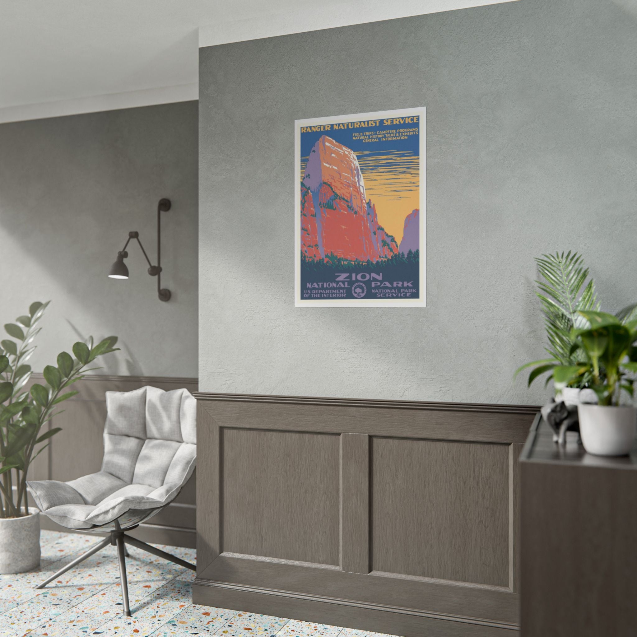 Zion National Park Vintage Travel Poster — Rolled Wall Poster