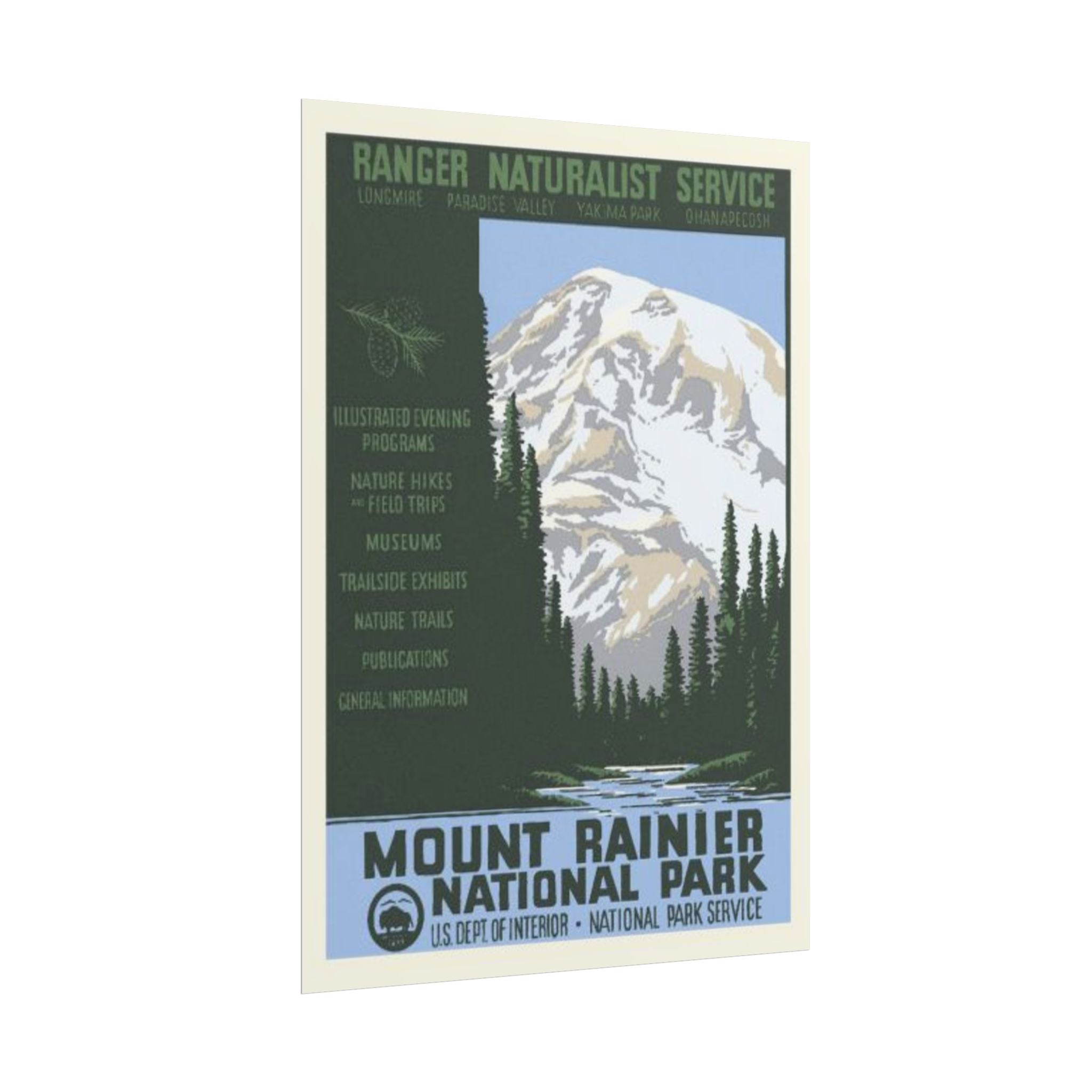 Mount Rainier National Park Vintage 1930s WPA Poster