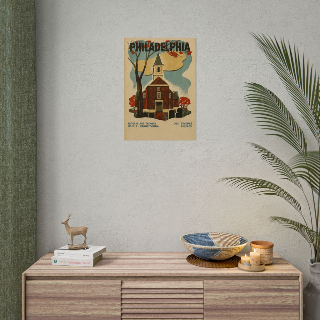 Philadelphia Old Swedes Church Vintage 1936 WPA Poster