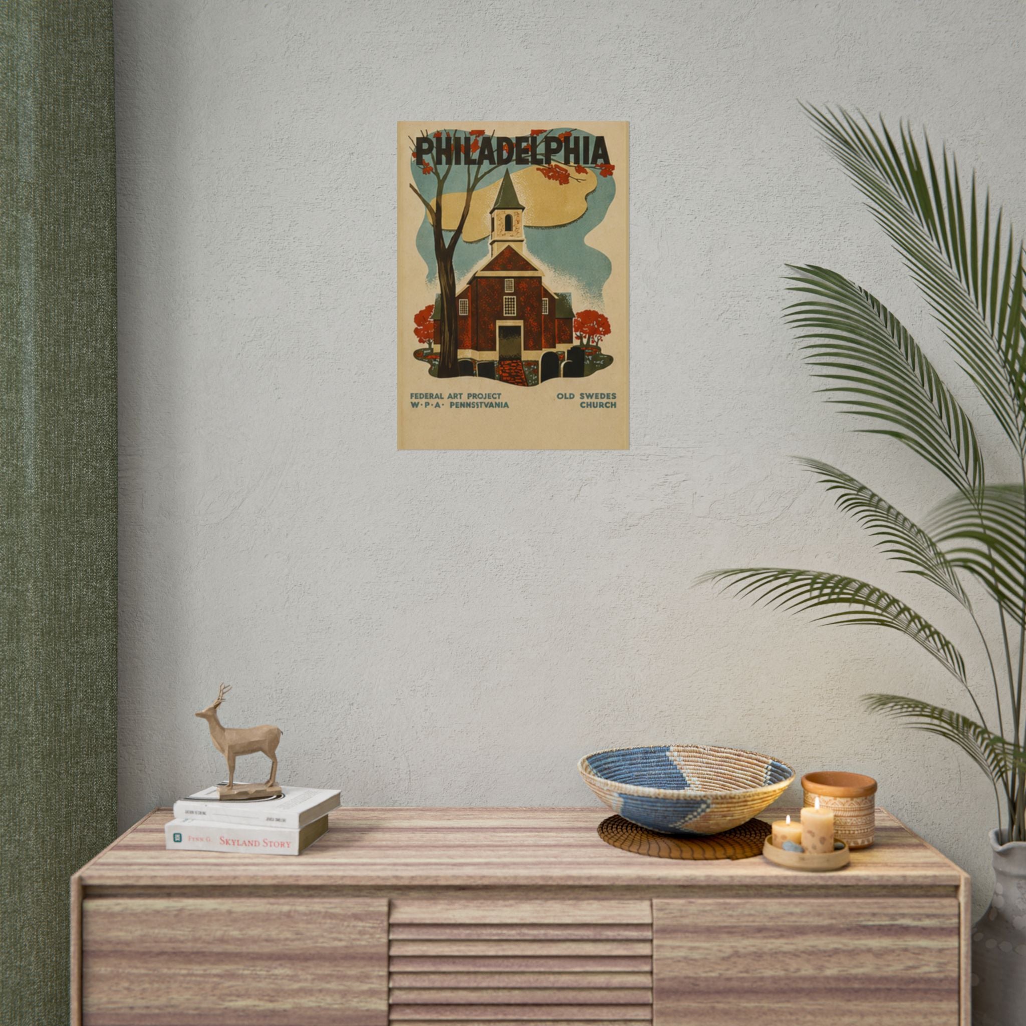 Philadelphia Old Swedes Church Vintage 1936 WPA Poster