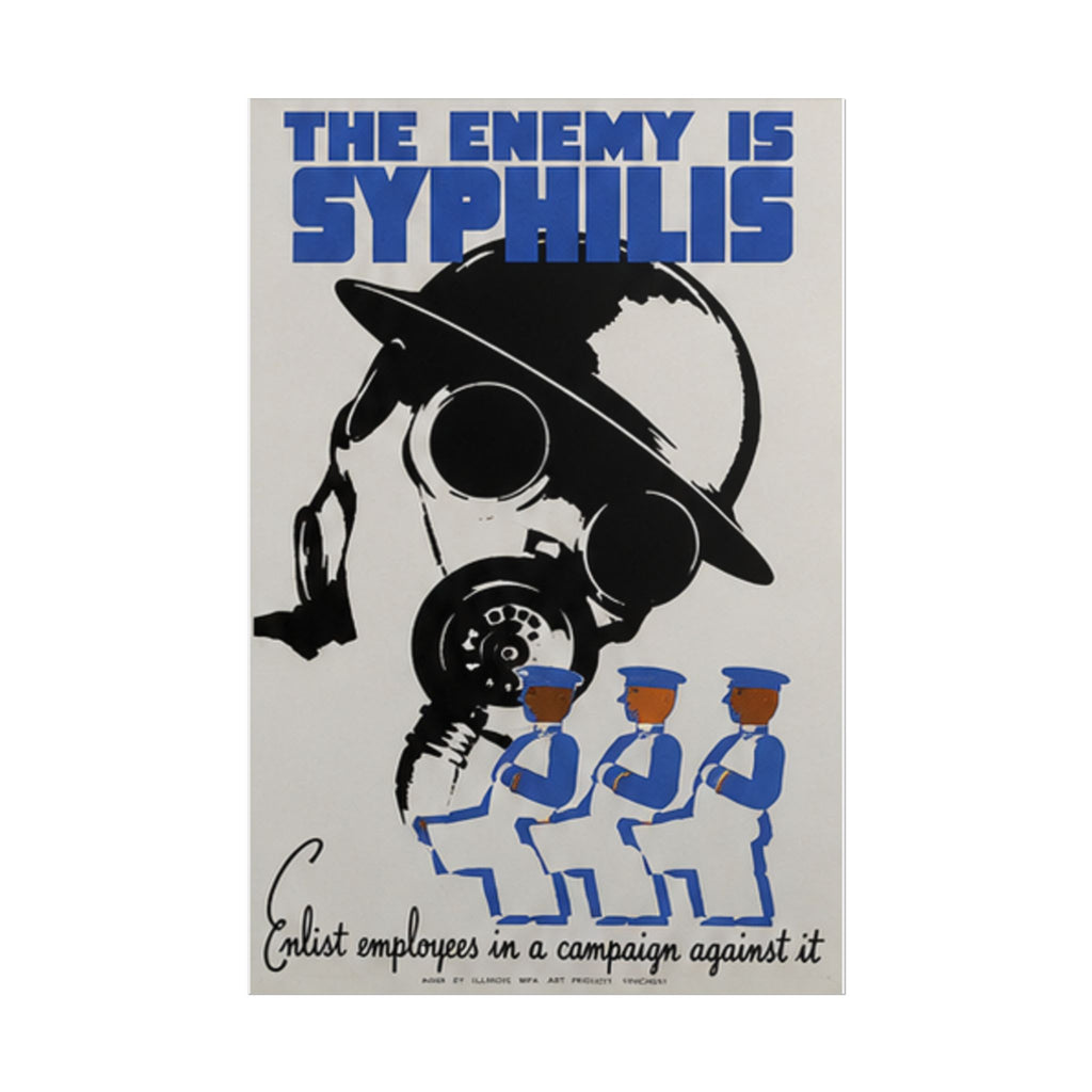 The Enemy is Syphilis Vintage 1930s WPA Public Health Poster