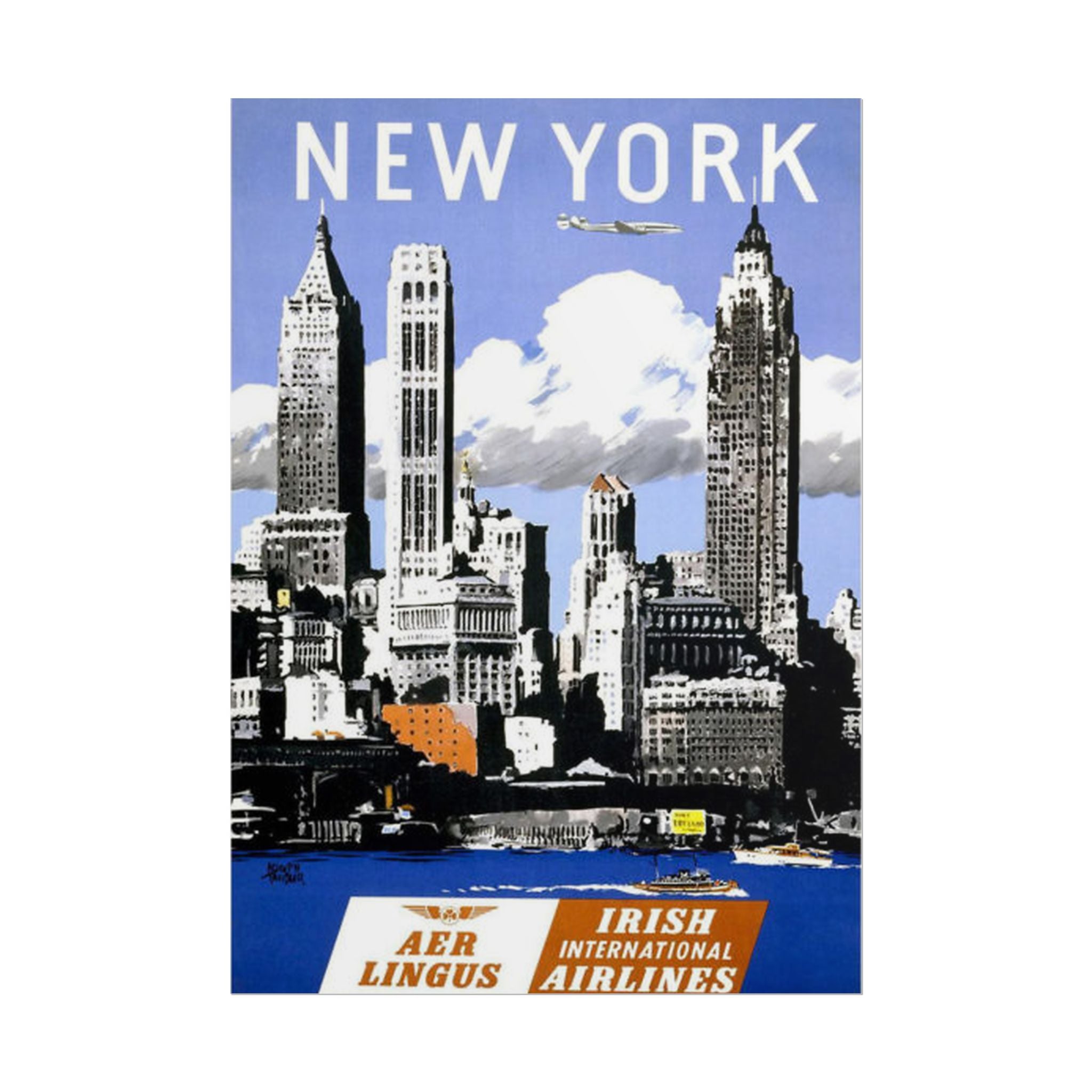 New York Vintage Aer Lingus Travel Poster
