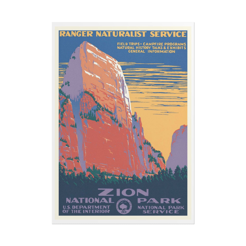 Zion National Park Vintage Travel Poster — Rolled Wall Poster