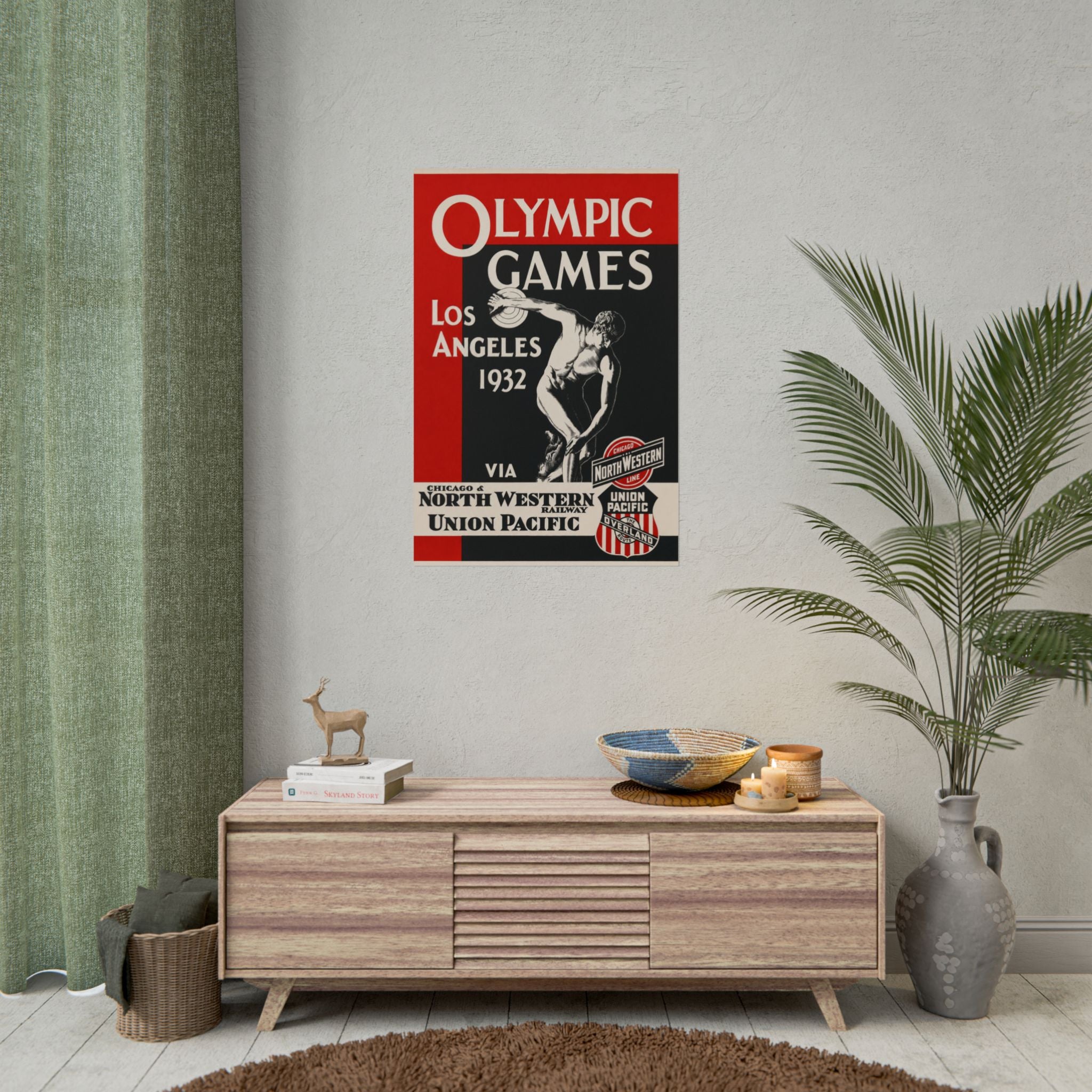 1932 Los Angeles Olympics Vintage Railway Promotional Poster