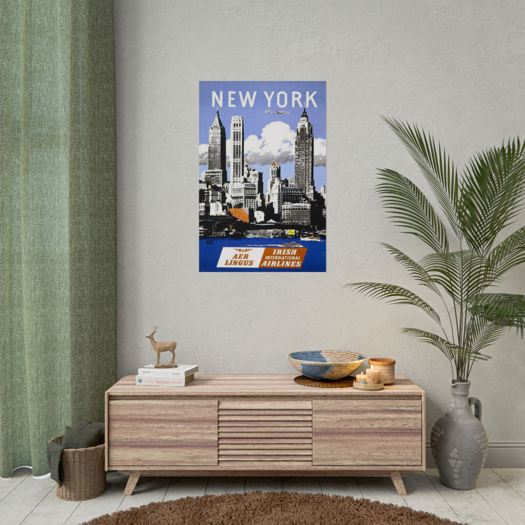 New York Vintage Aer Lingus Travel Poster
