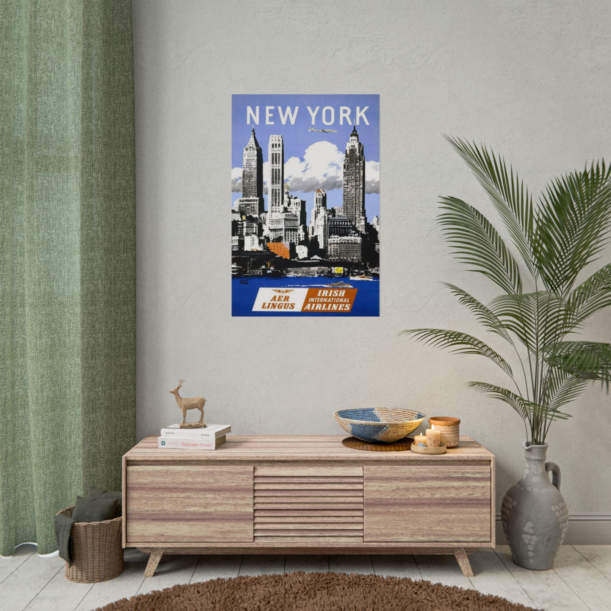 New York Vintage Aer Lingus Travel Poster