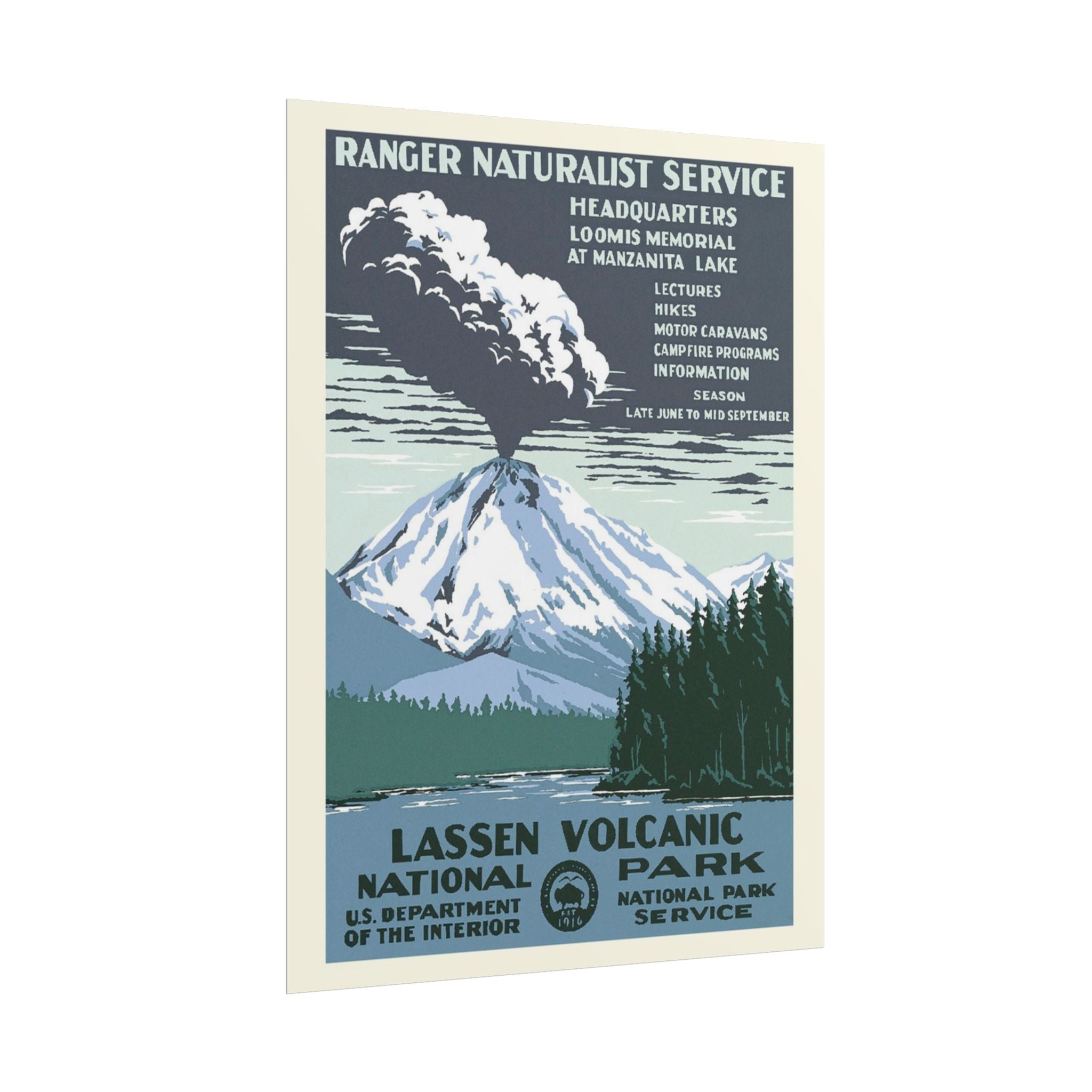 Lassen Volcanic National Park 1938 WPA Vintage Poster