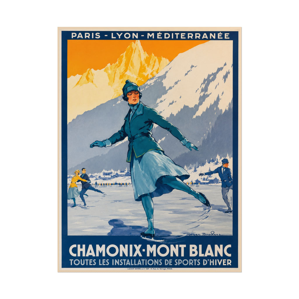 Chamonix Mont Blanc Vintage 1920s Ski Poster