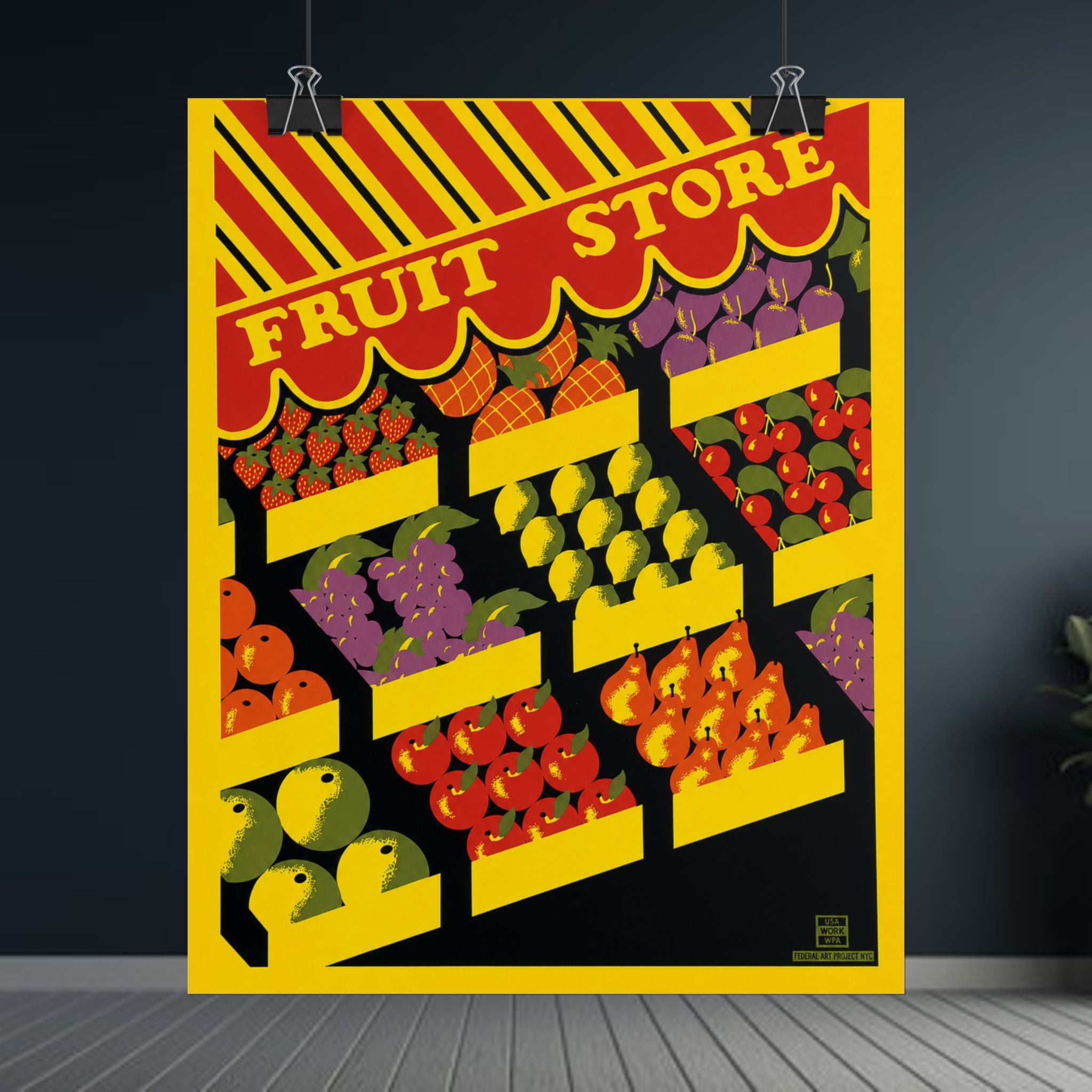 NYC Fruit Store 1938 WPA Vintage Poster
