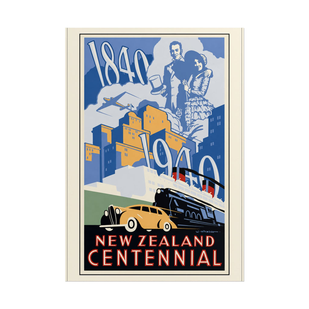 New Zealand Centennial Vintage Travel Poster