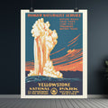 Yellowstone Geyser Old Faithful 1938 Vintage WPA Poster | Red Tone