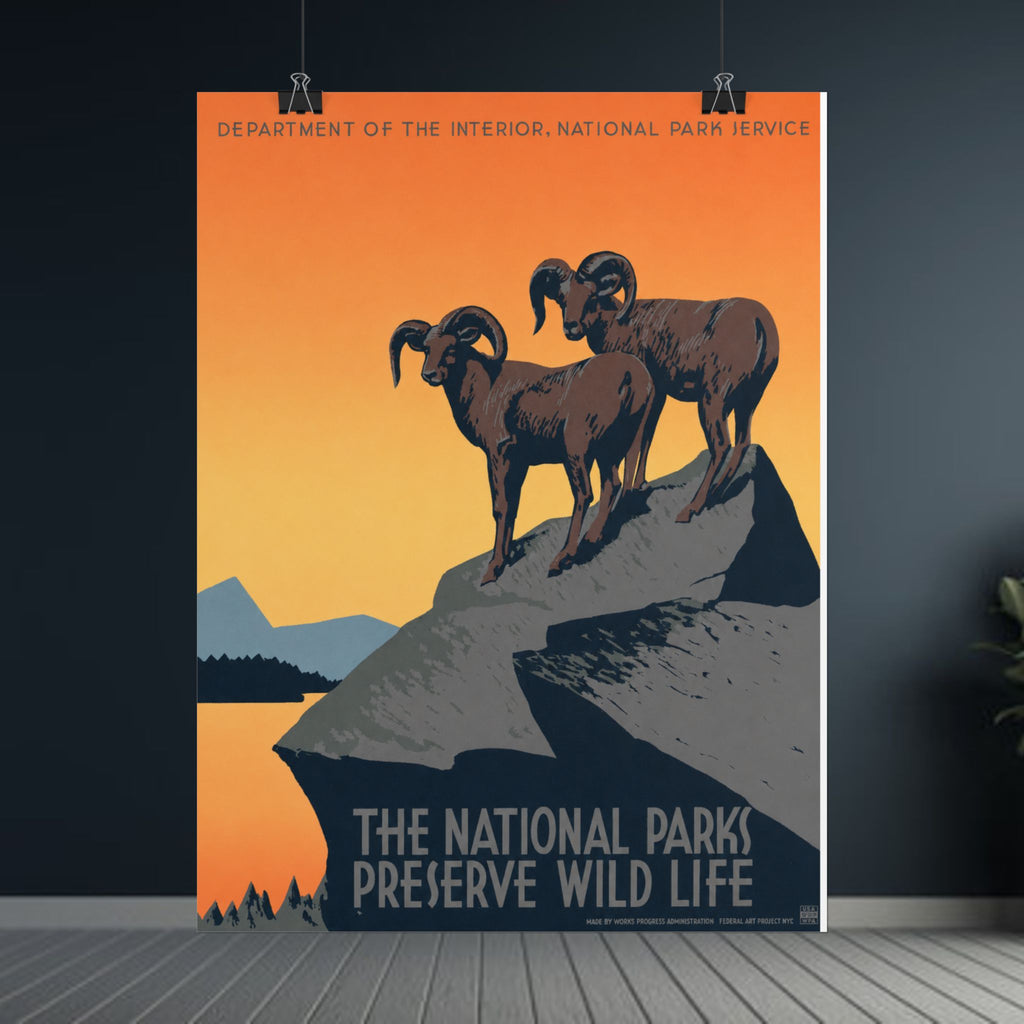 National Parks Preserve Wild Life 1939 Vintage WPA Poster
