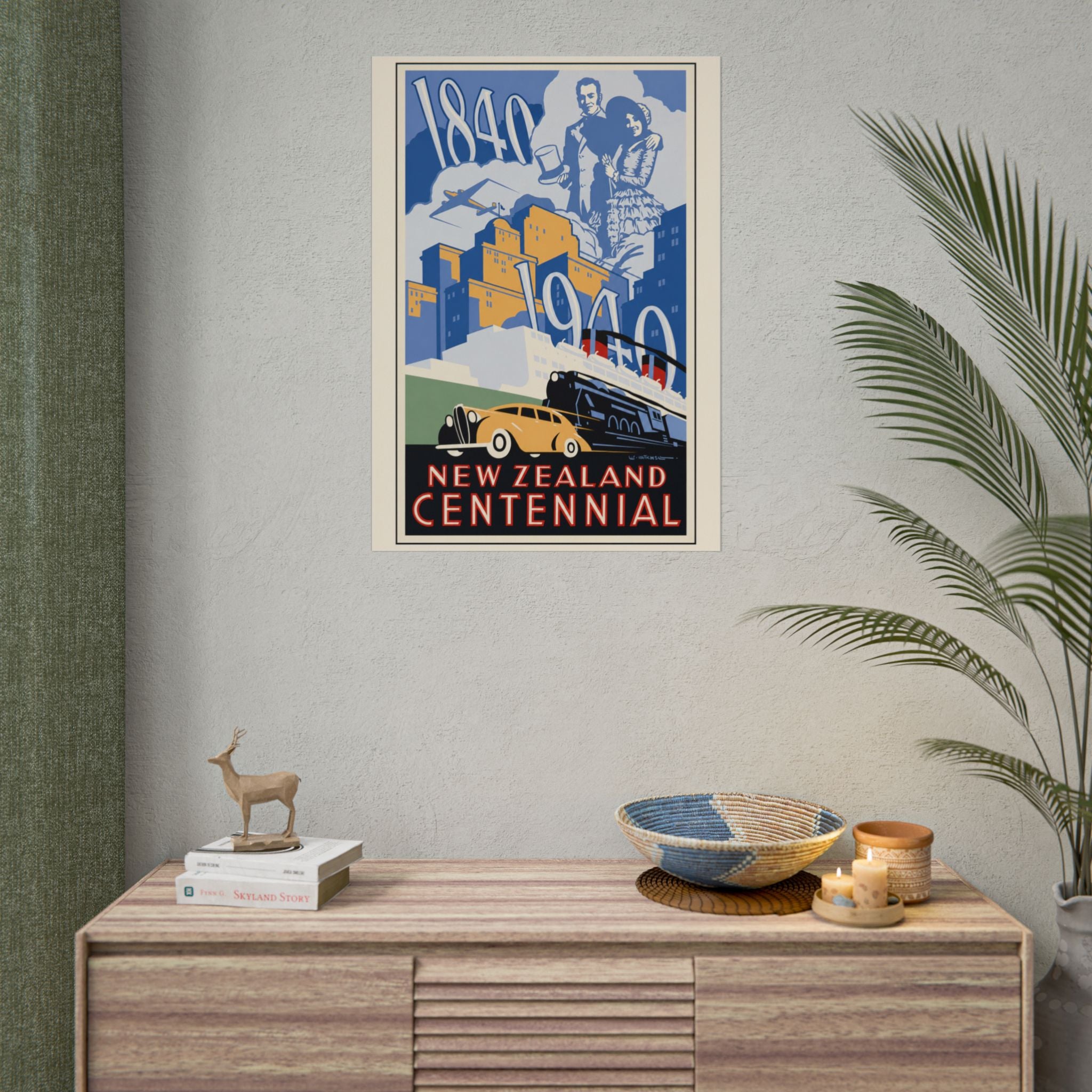 New Zealand Centennial Vintage Travel Poster