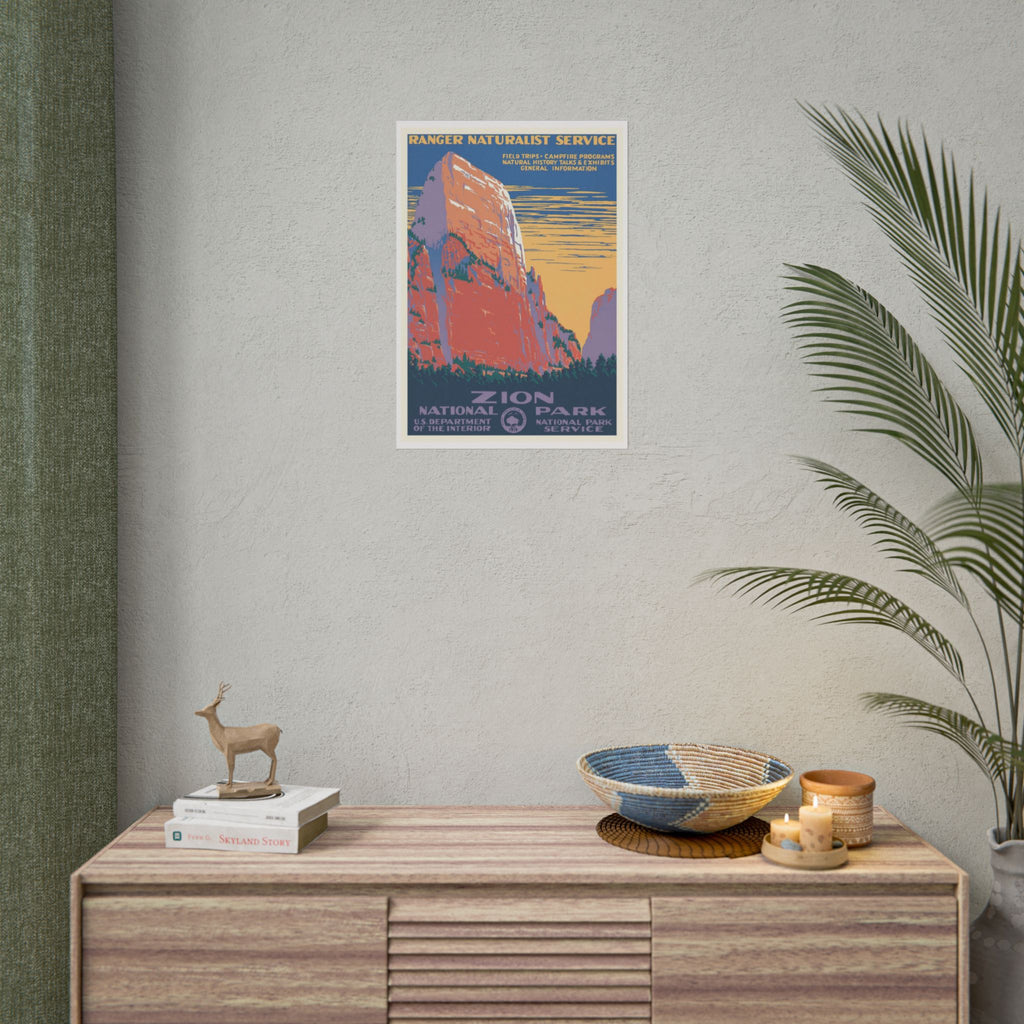 Zion National Park Vintage Travel Poster — Rolled Wall Poster