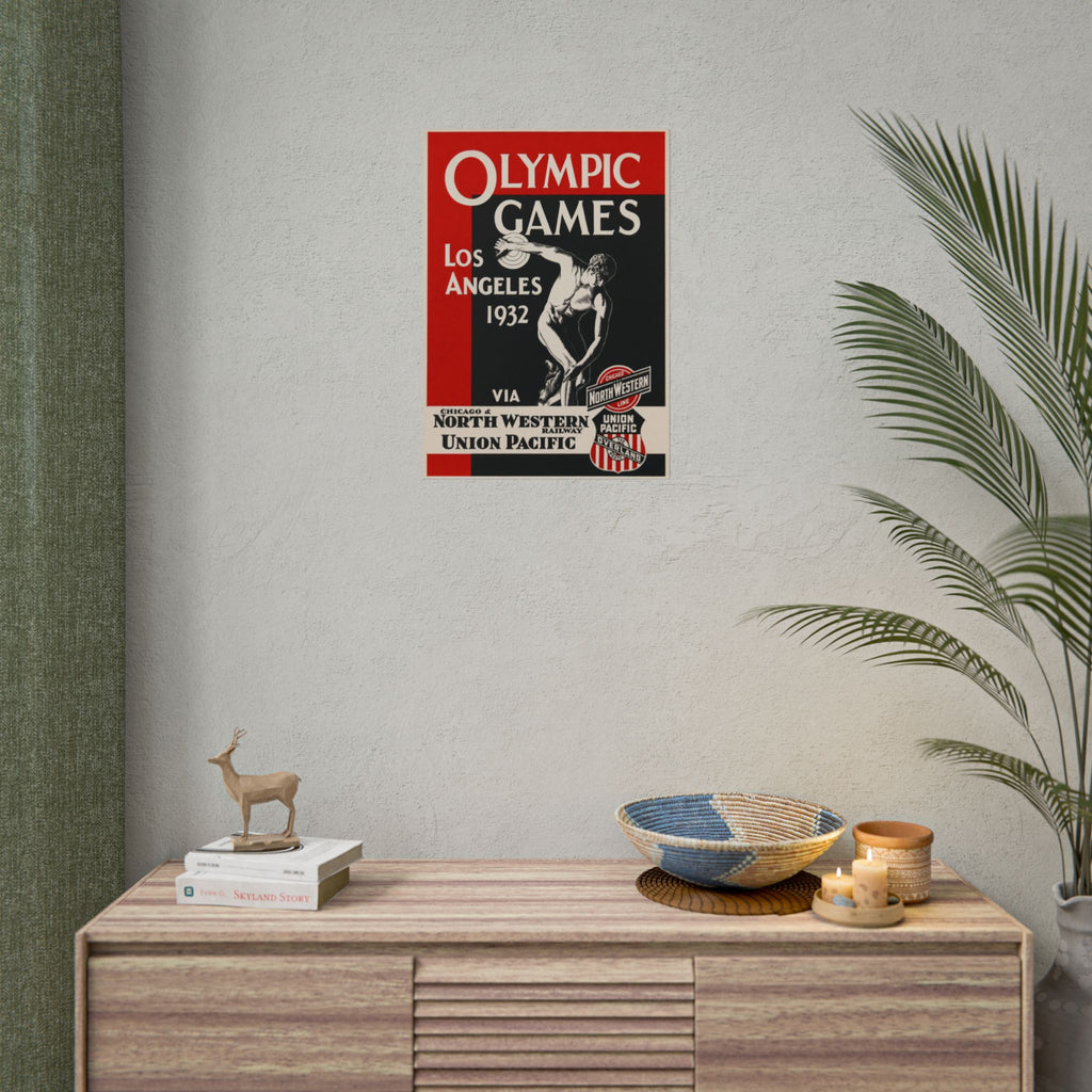 1932 Los Angeles Olympics Vintage Railway Promotional Poster