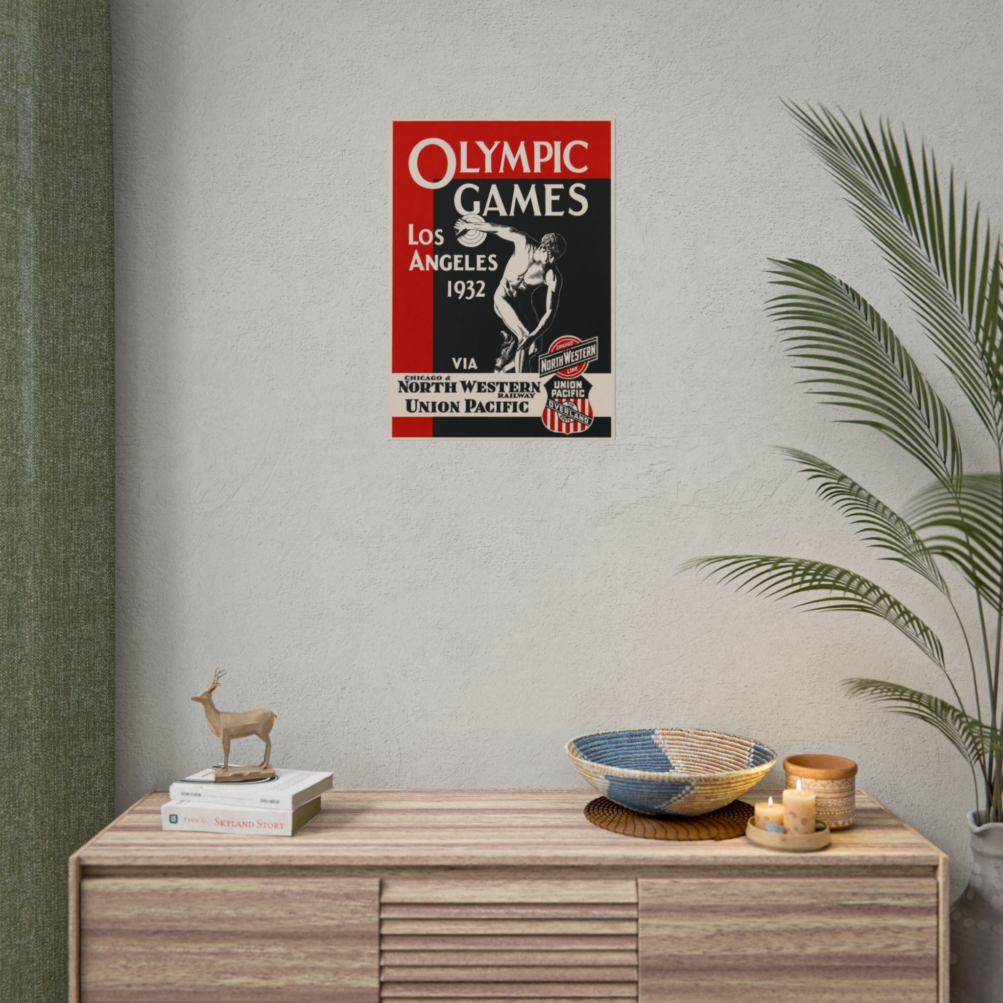 1932 Los Angeles Olympics Vintage Railway Promotional Poster