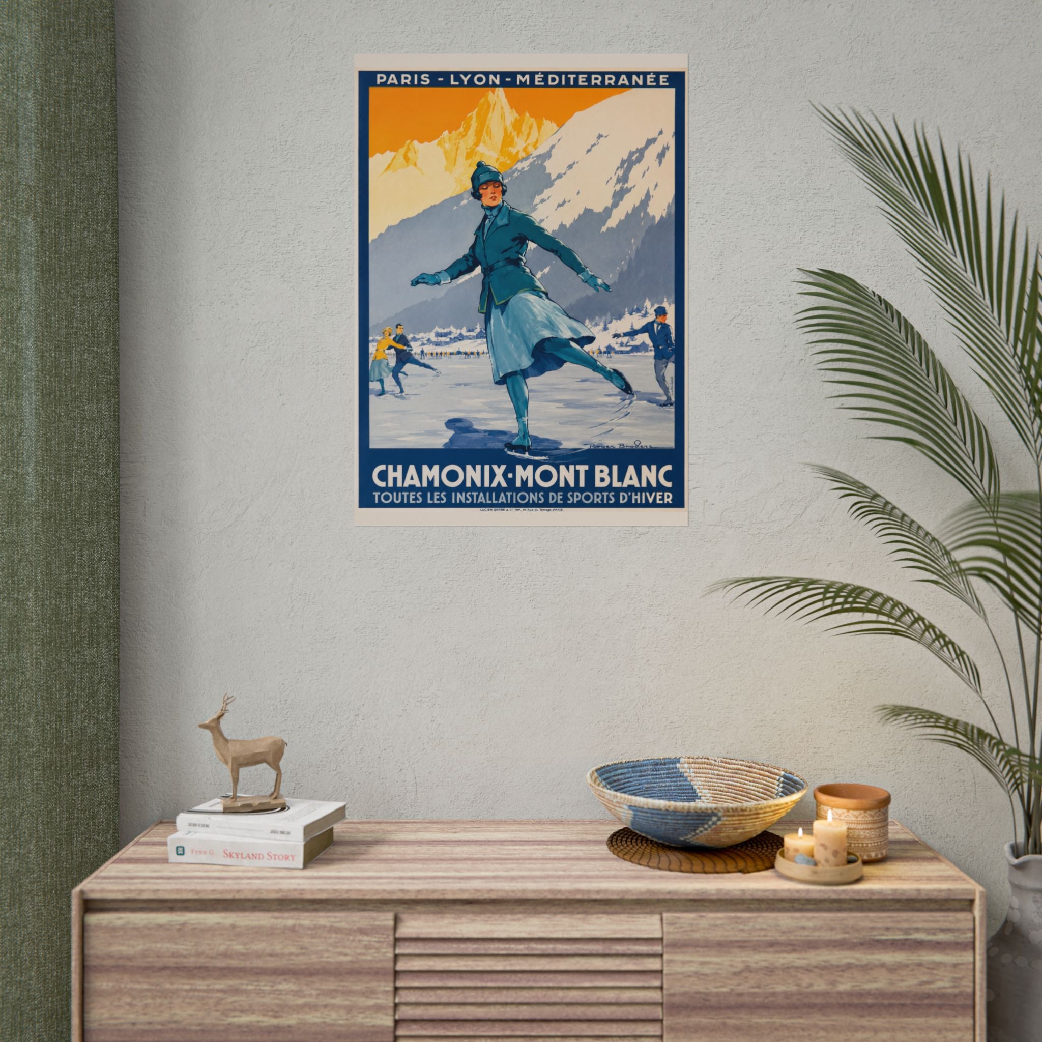 Chamonix Mont Blanc Vintage 1920s Ski Poster