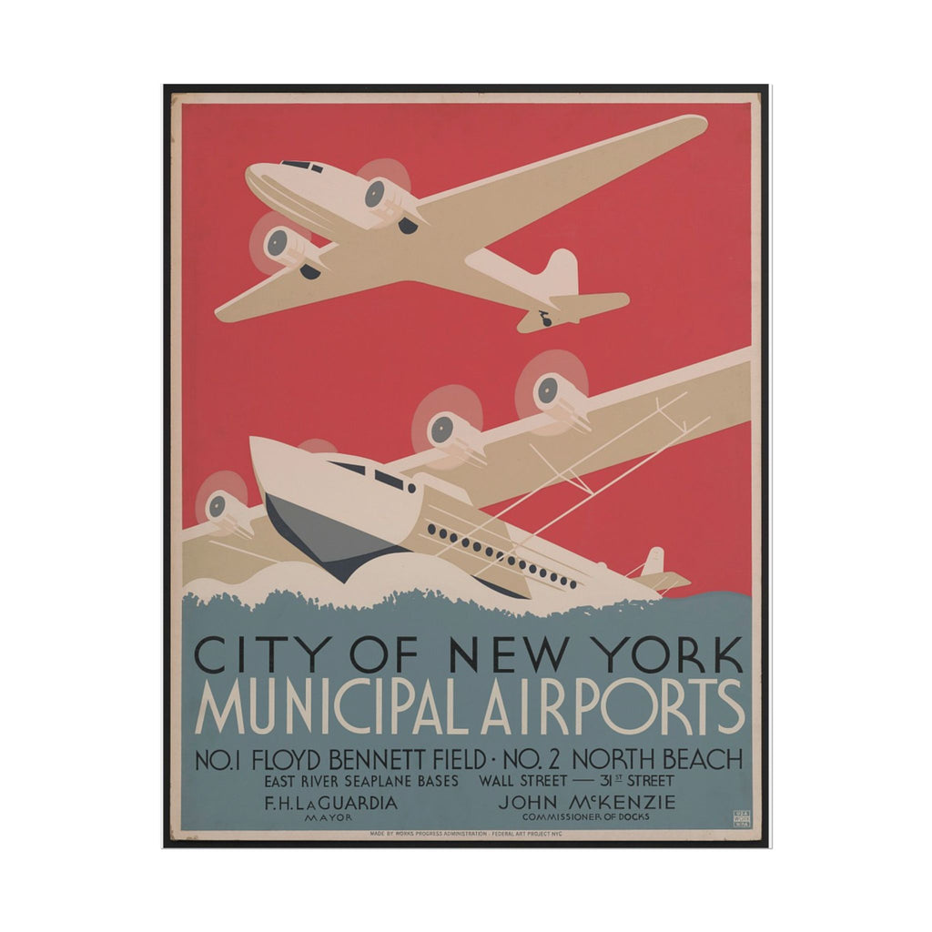 City of New York Municipal Airports 1937 Vintage WPA Poster