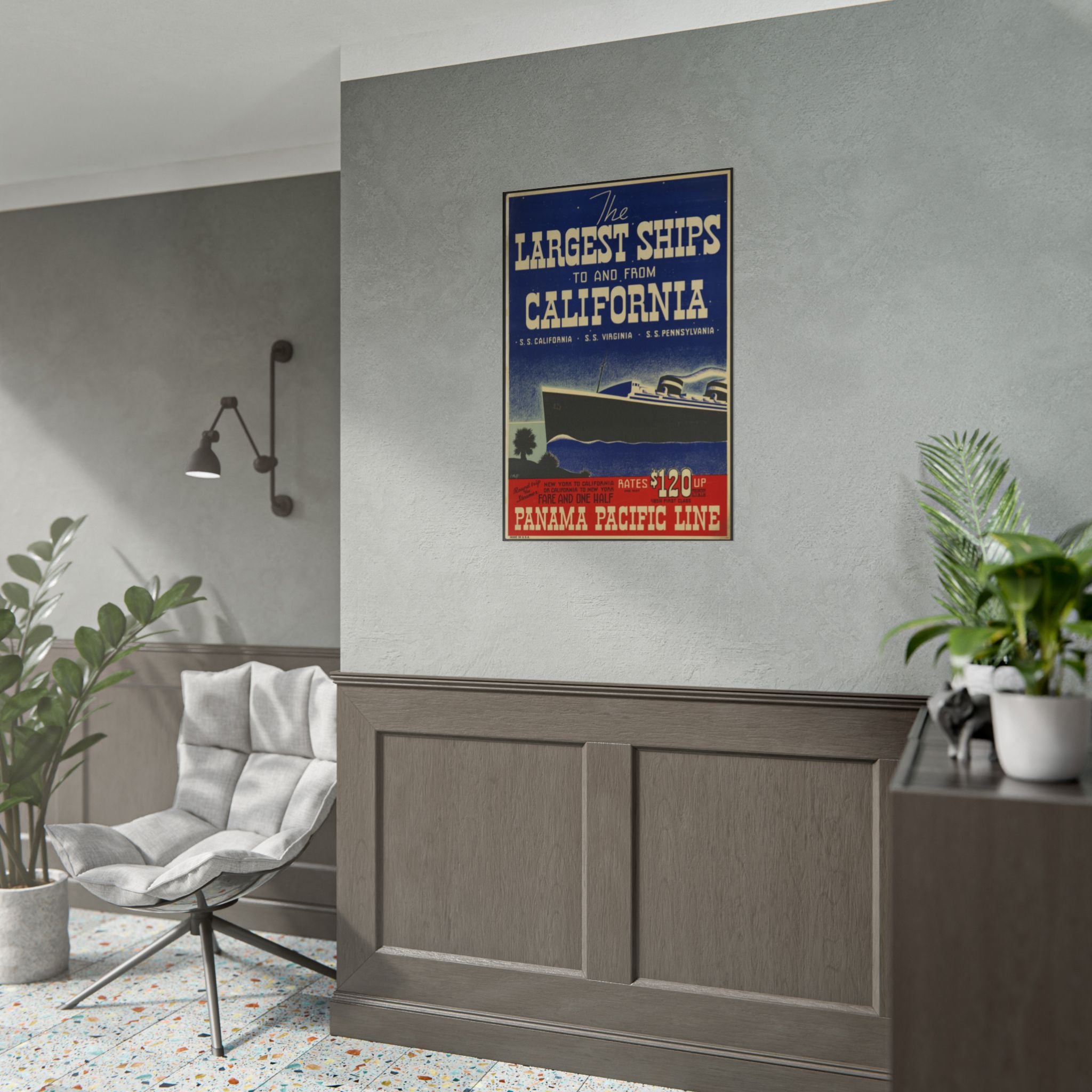Vintage Panama Pacific Line 1928 California Ship Poster
