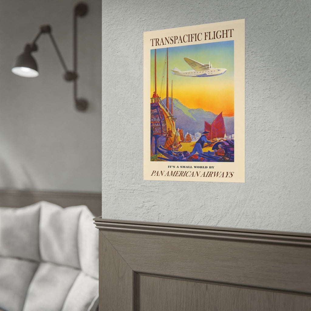 Transpacific Flight 1938 Vintage Pan Am Travel Poster