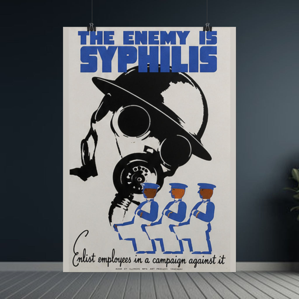 The Enemy is Syphilis Vintage 1930s WPA Public Health Poster