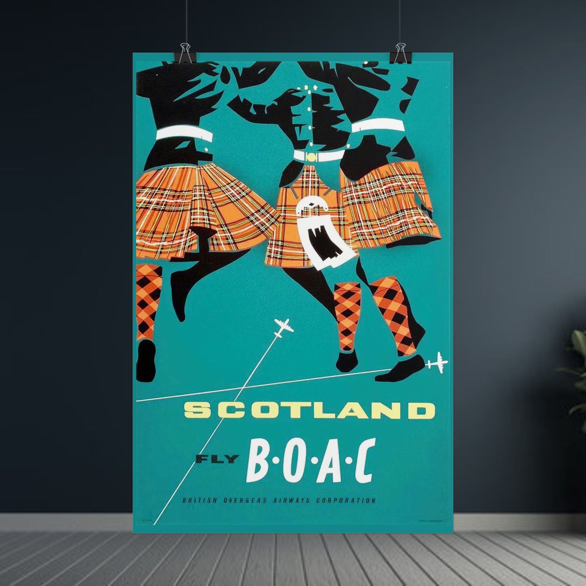 Scotland Kilt Dancers AirlineTravel Poster