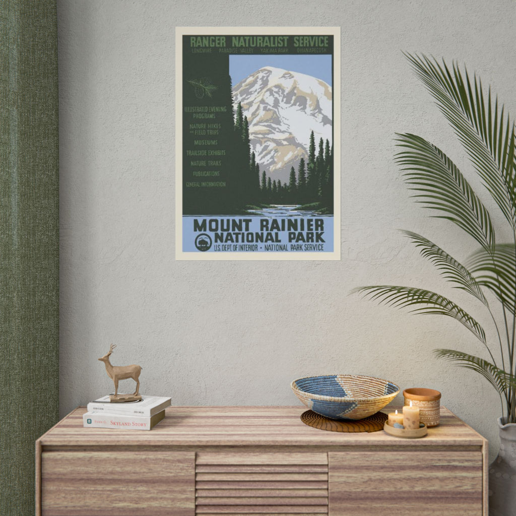 Mount Rainier National Park Vintage 1930s WPA Poster