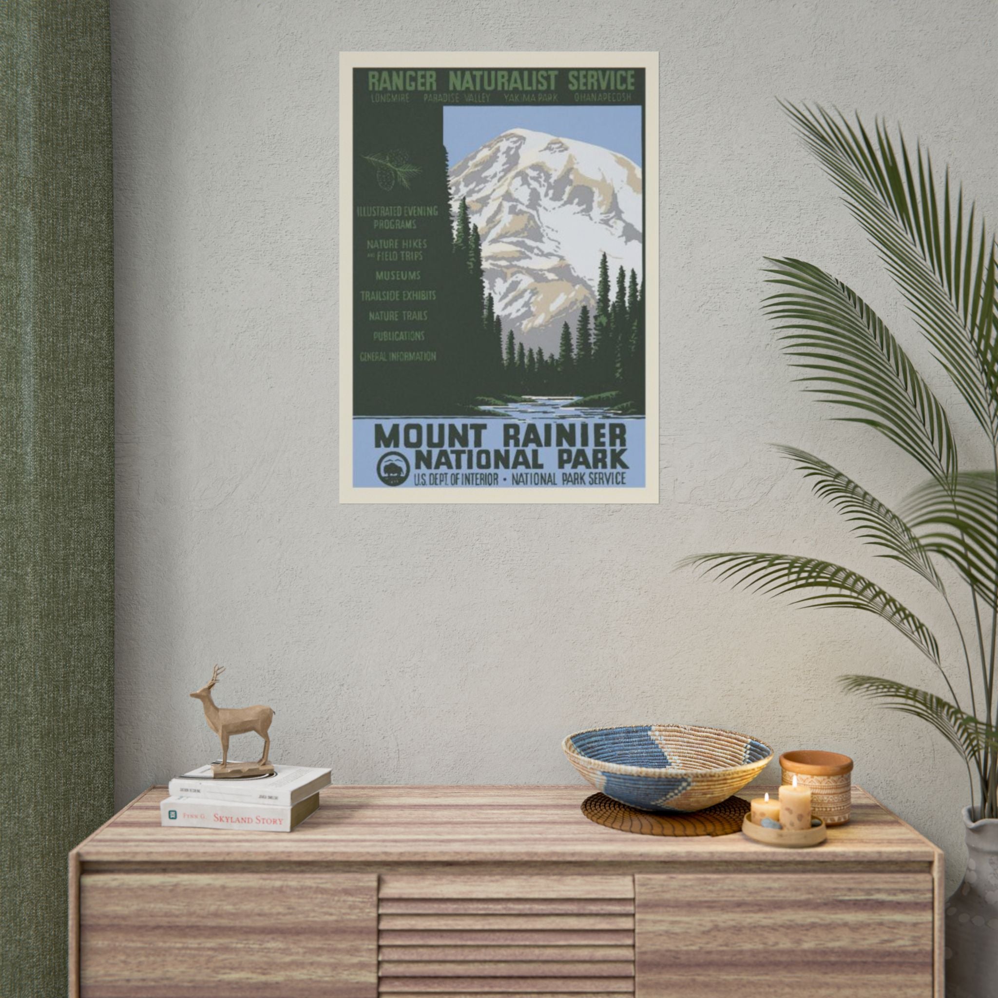 Mount Rainier National Park Vintage 1930s WPA Poster