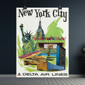New York City Delta Air Lines Vintage Travel Poster