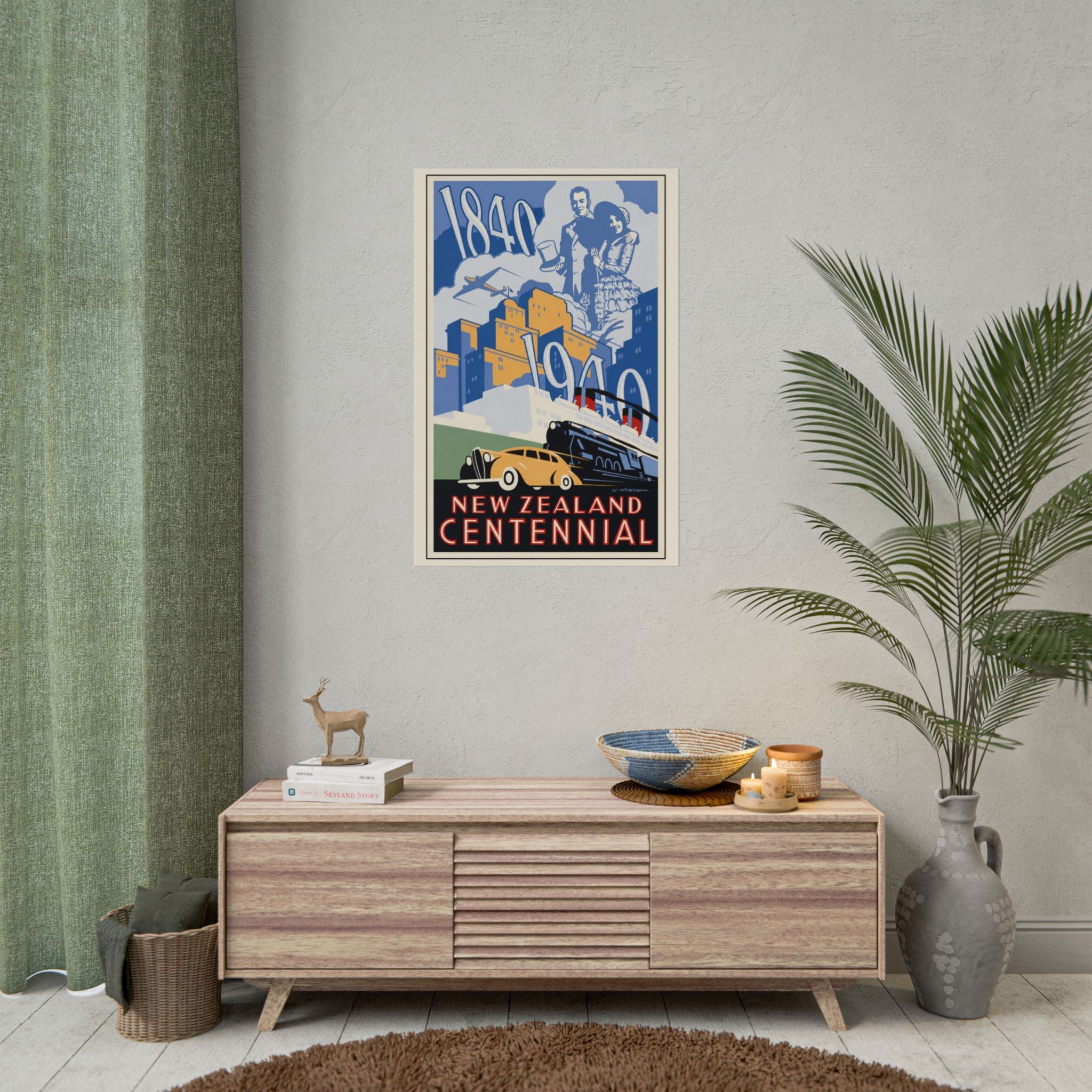 New Zealand Centennial Vintage Travel Poster