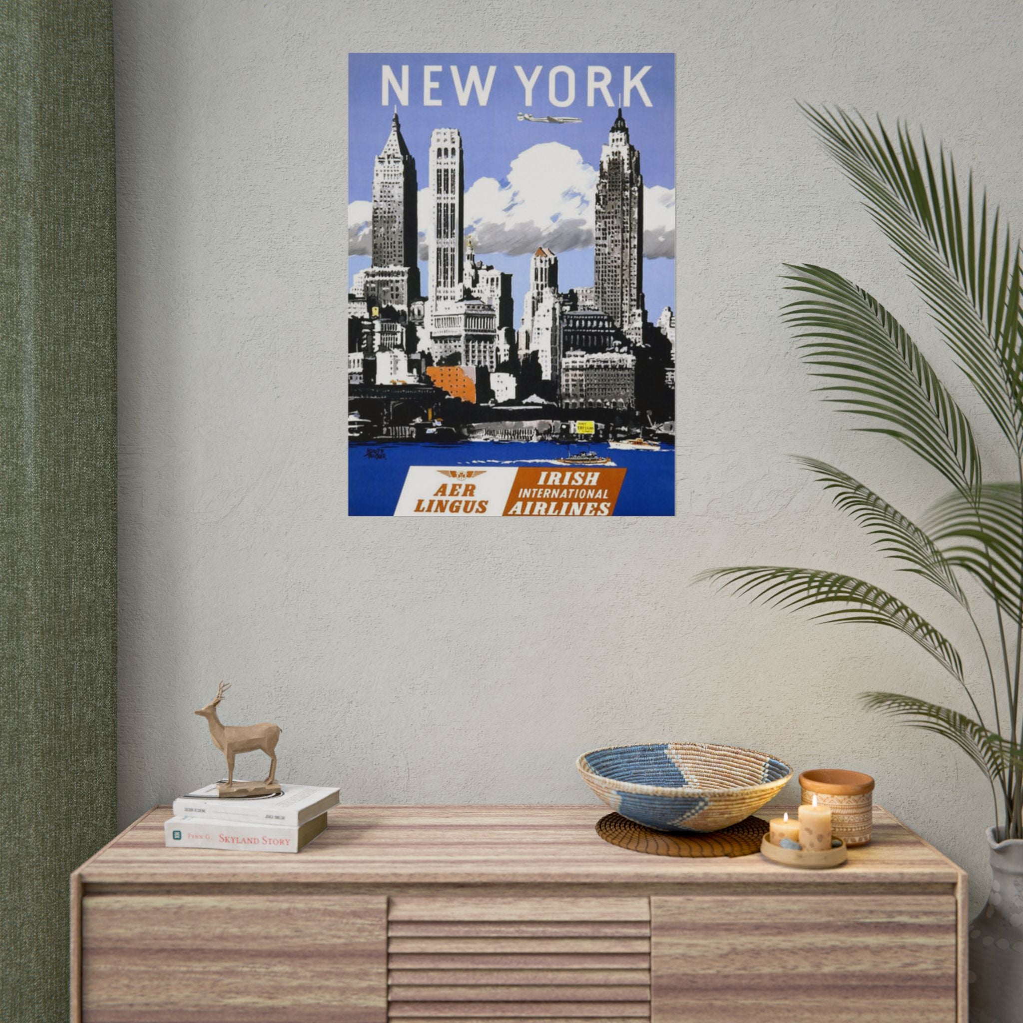 New York Vintage Aer Lingus Travel Poster