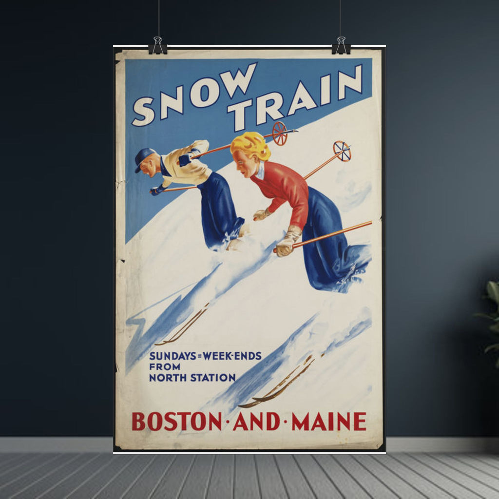 Boston and Maine 1930s Vintage Ski Poster